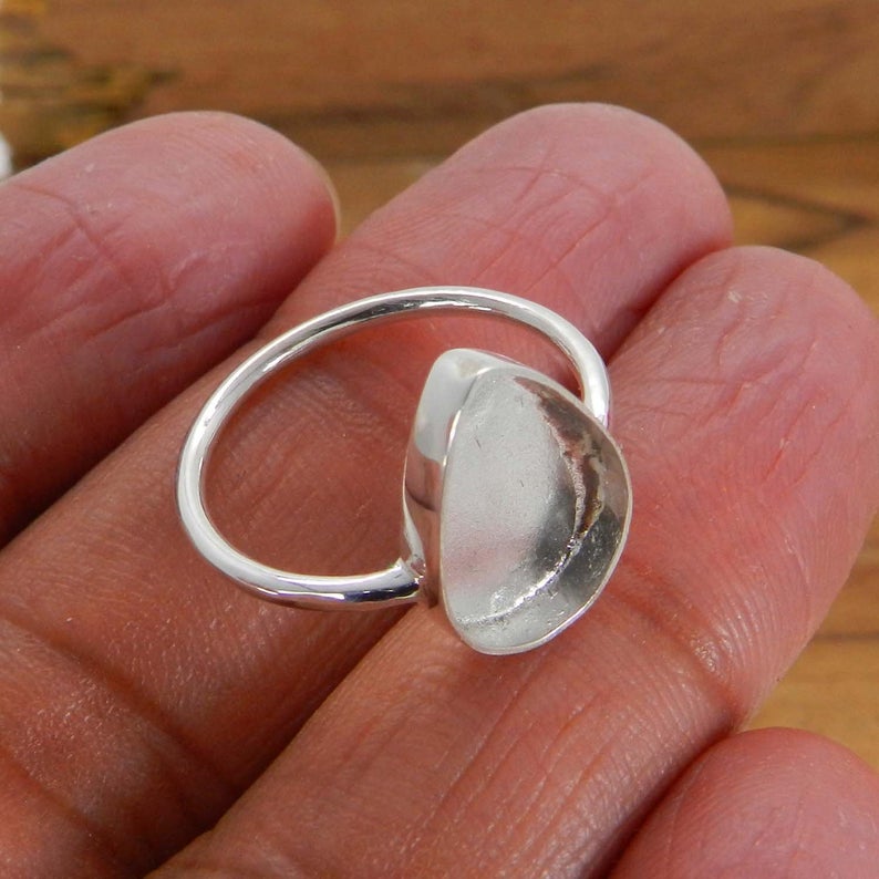 925 Sterling Solid Silver Ring Collet 6x4mm To 25x20mm Pear Stone Close Back Bezel Cup For Ring Making Metal Casting For Ring Setting