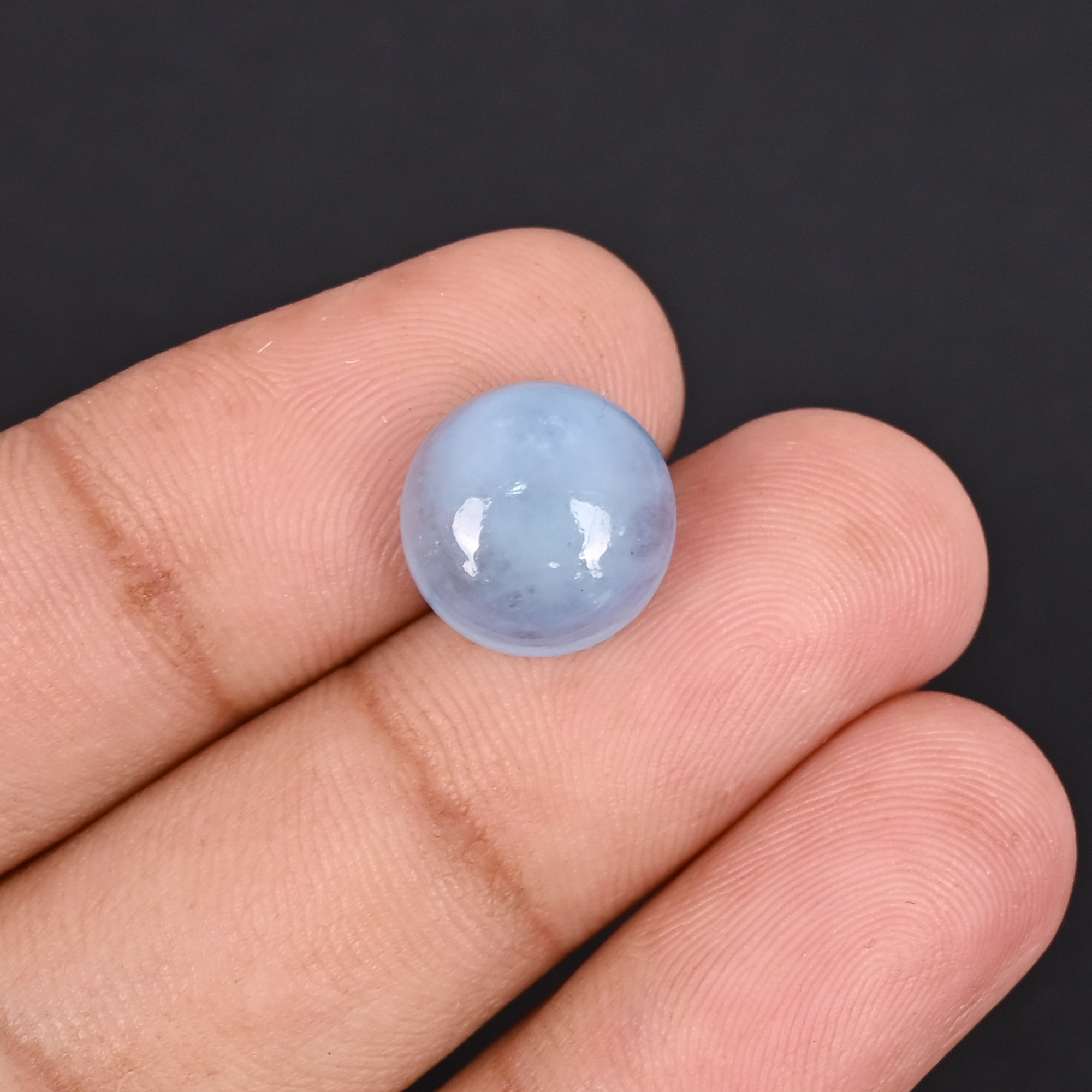 Natural Aquamarine 63 Carat 12mm Round Cabochon Shape Loose Gemstone