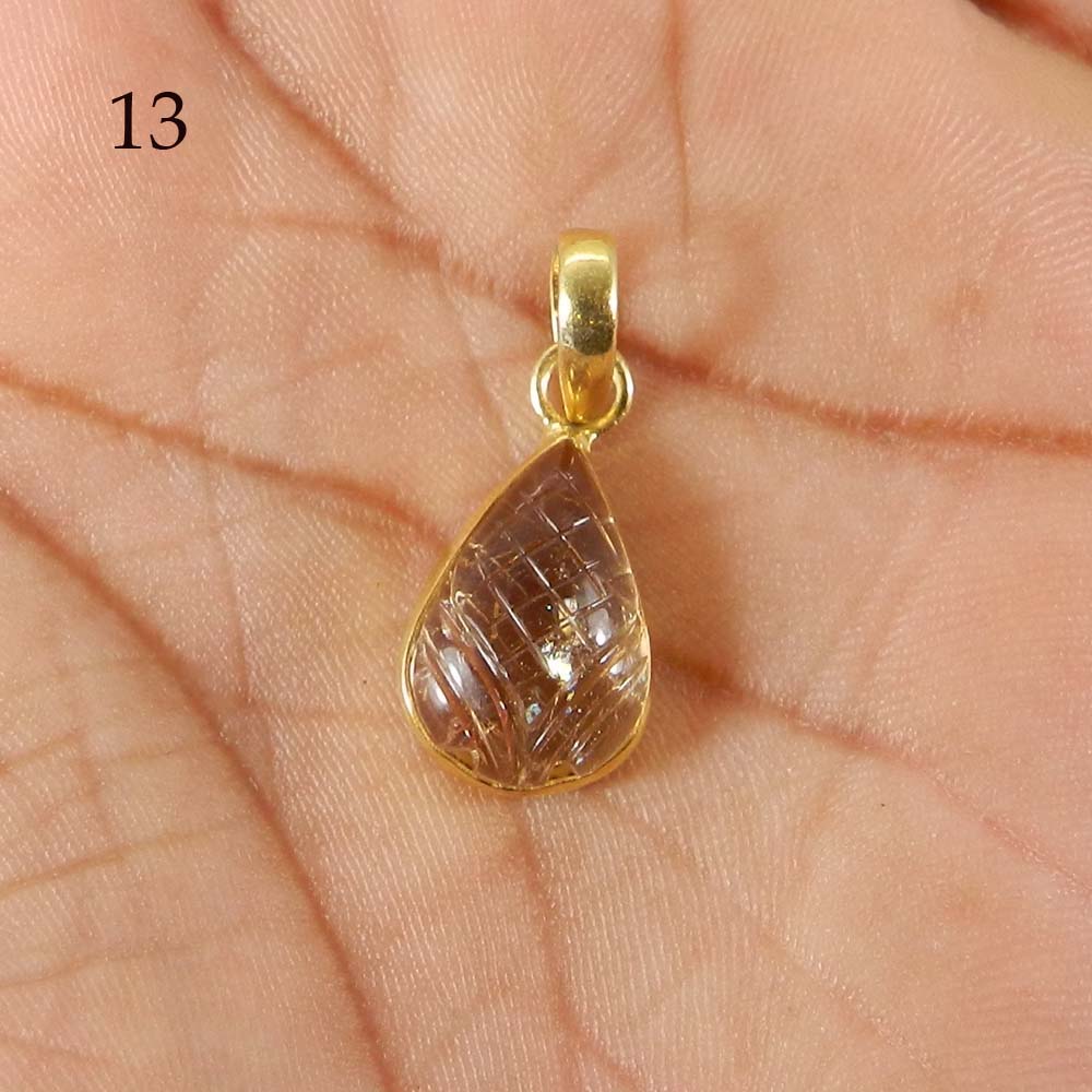 Ametrine Designer Carving Silver Gold Plated Bezel Set Pendant