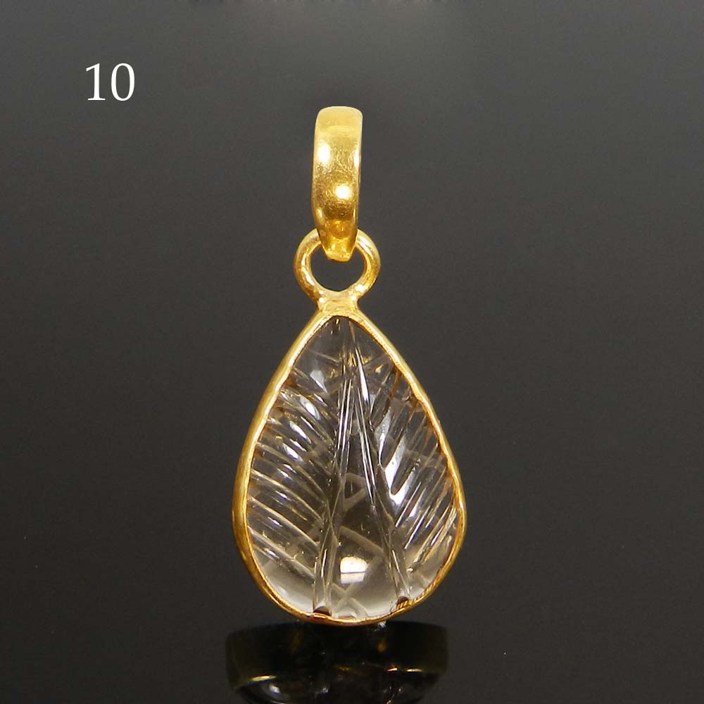 Ametrine Designer Carving Silver Gold Plated Bezel Set Pendant