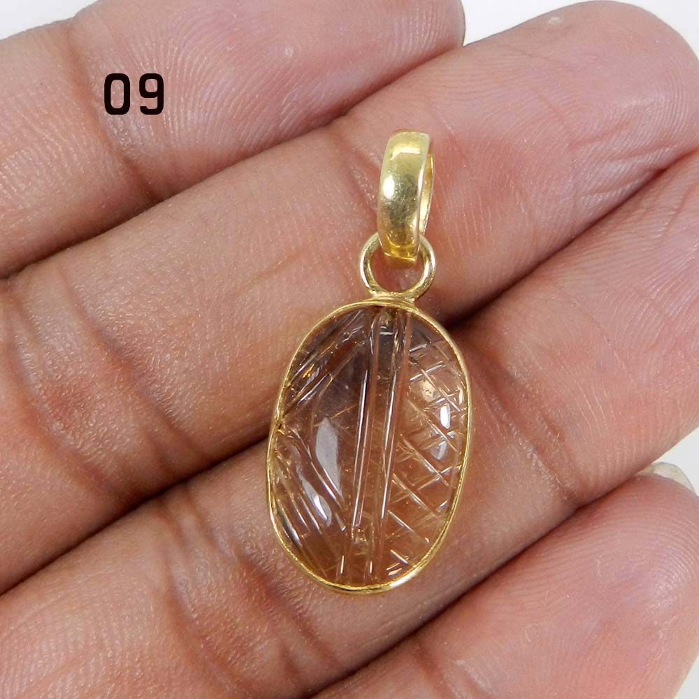 Ametrine Designer Carving Silver Gold Plated Bezel Set Pendant