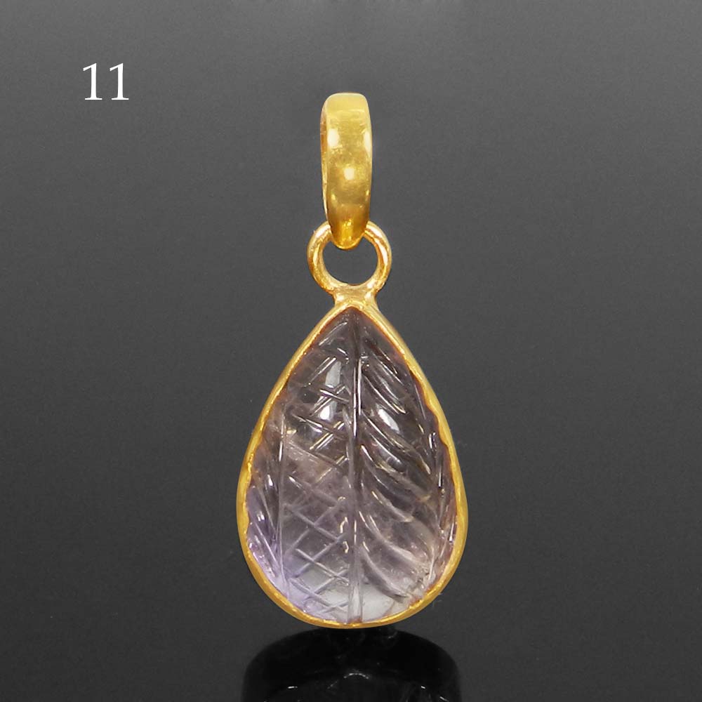 Ametrine Designer Carving Silver Gold Plated Bezel Set Pendant