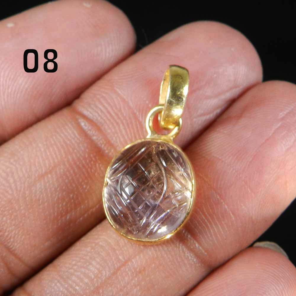 Ametrine Designer Carving Silver Gold Plated Bezel Set Pendant