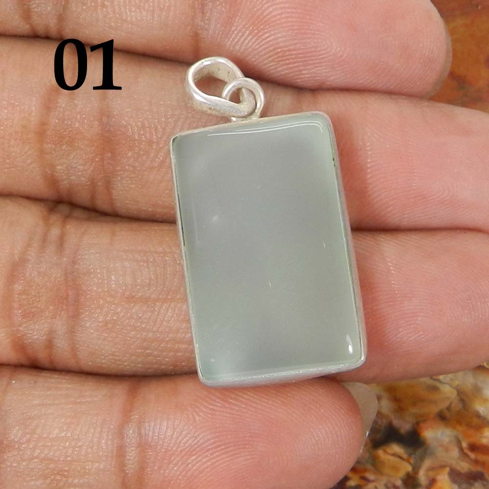 Aqua Chalcedony 925 Sterling Silver Designer Bezel Set Pendant