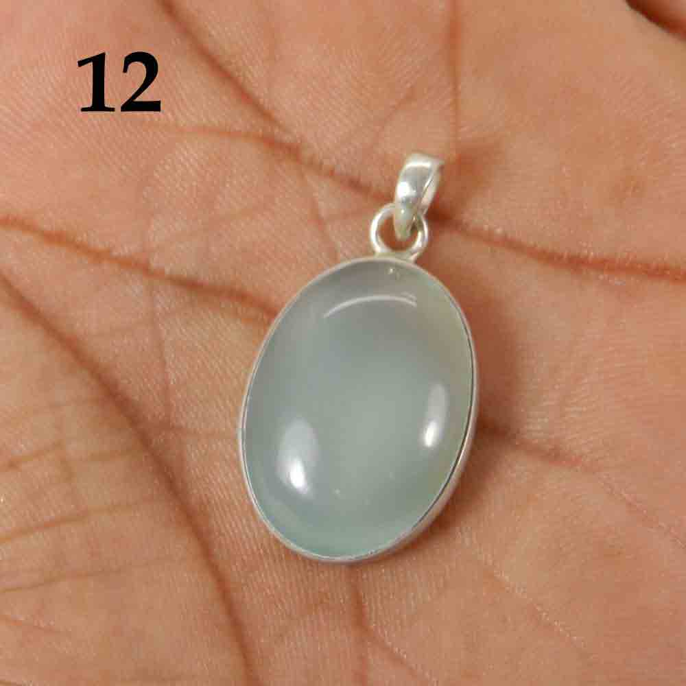 Aqua Chalcedony 925 Sterling Silver Designer Bezel Set Pendant