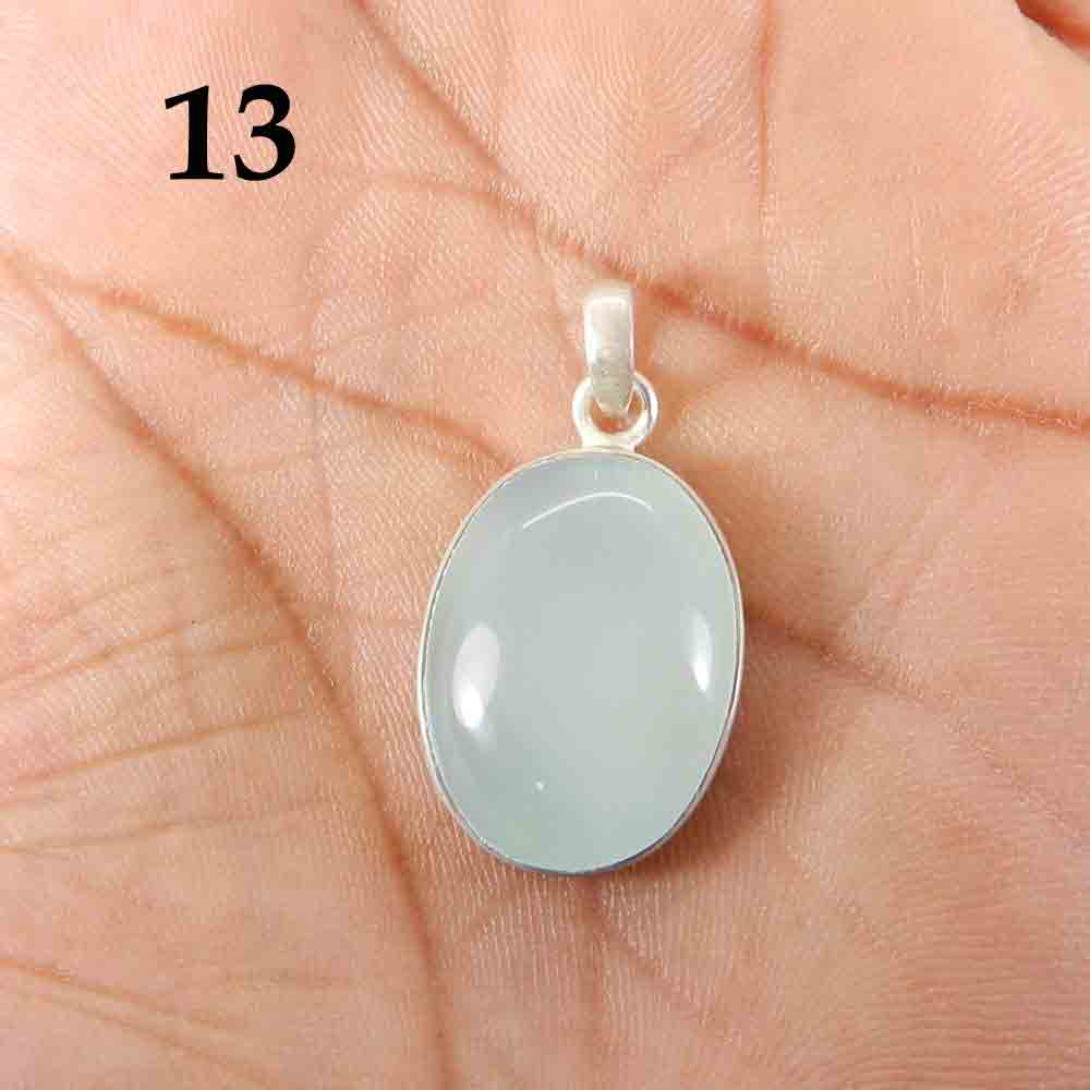 Aqua Chalcedony 925 Sterling Silver Designer Bezel Set Pendant