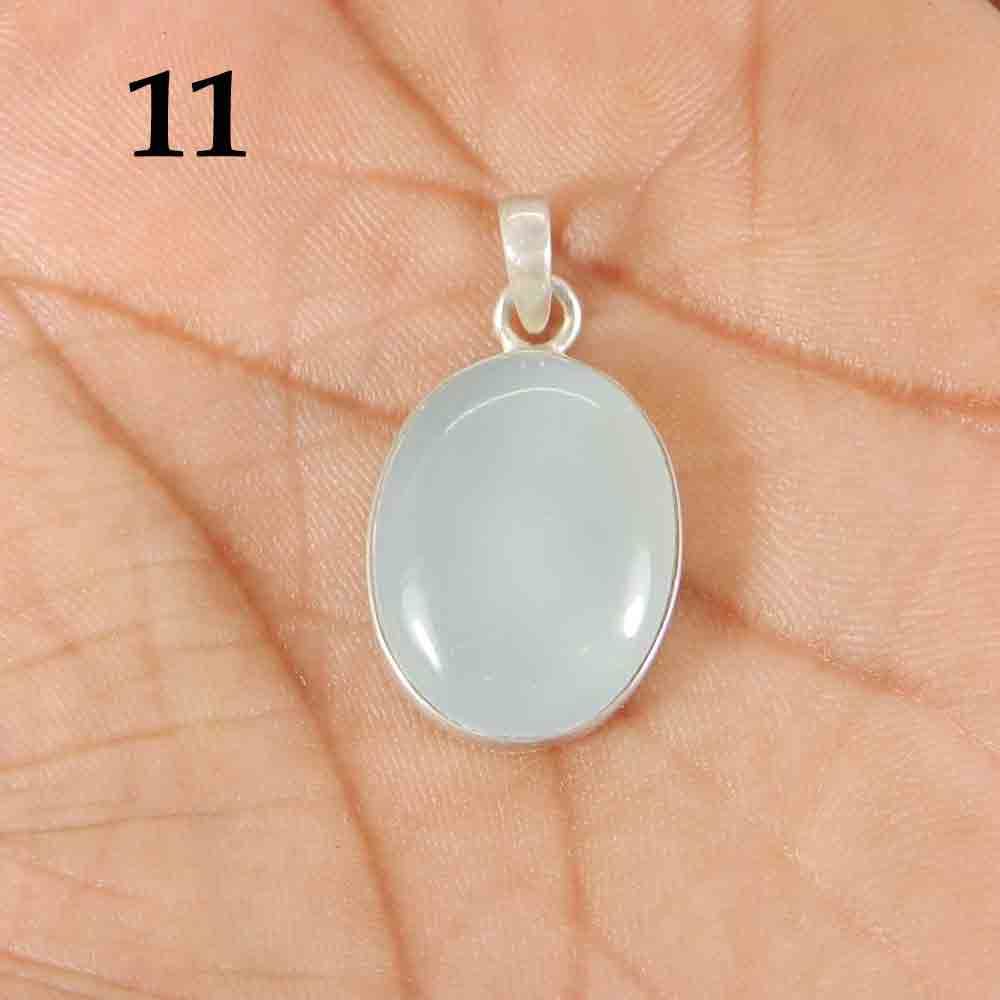 Aqua Chalcedony 925 Sterling Silver Designer Bezel Set Pendant