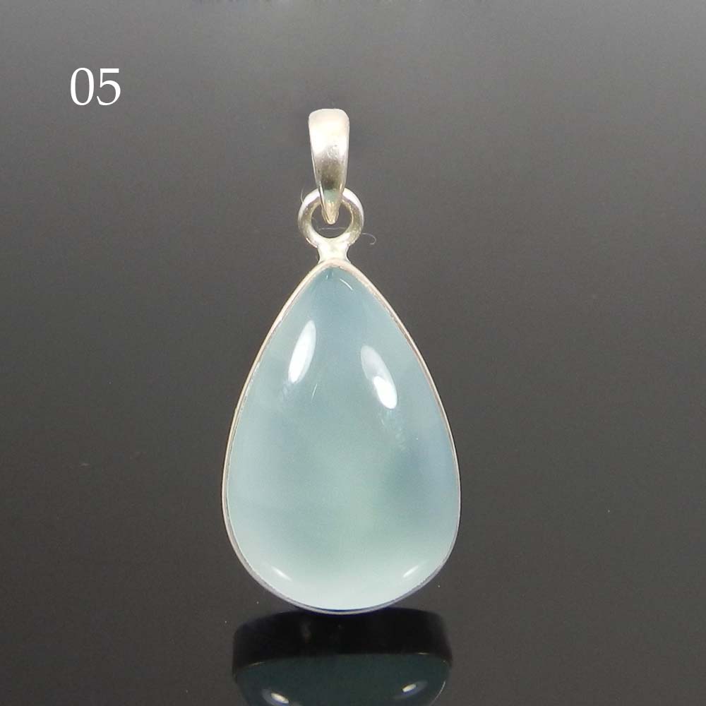 Aqua Chalcedony 925 Sterling Silver Designer Bezel Set Pendant