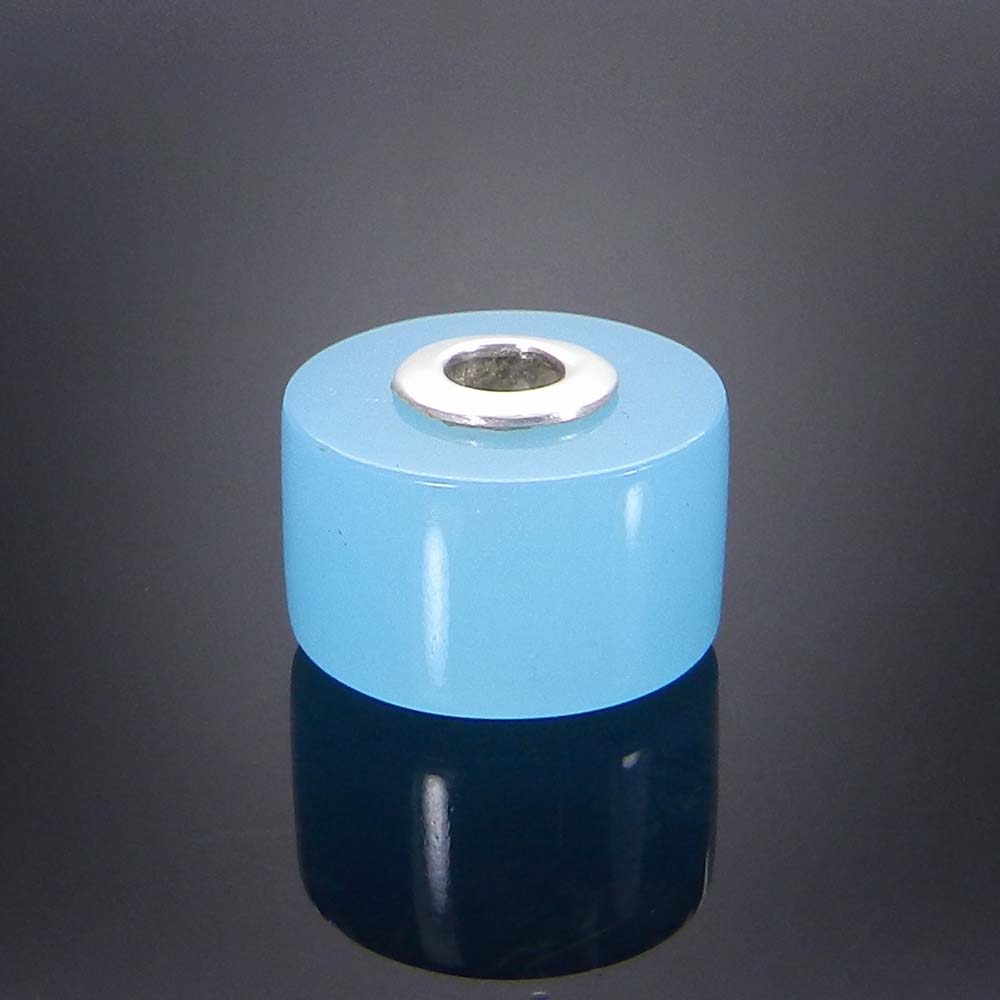 Aqua chalcedony big hole gemstone silver core beads for necklace making
