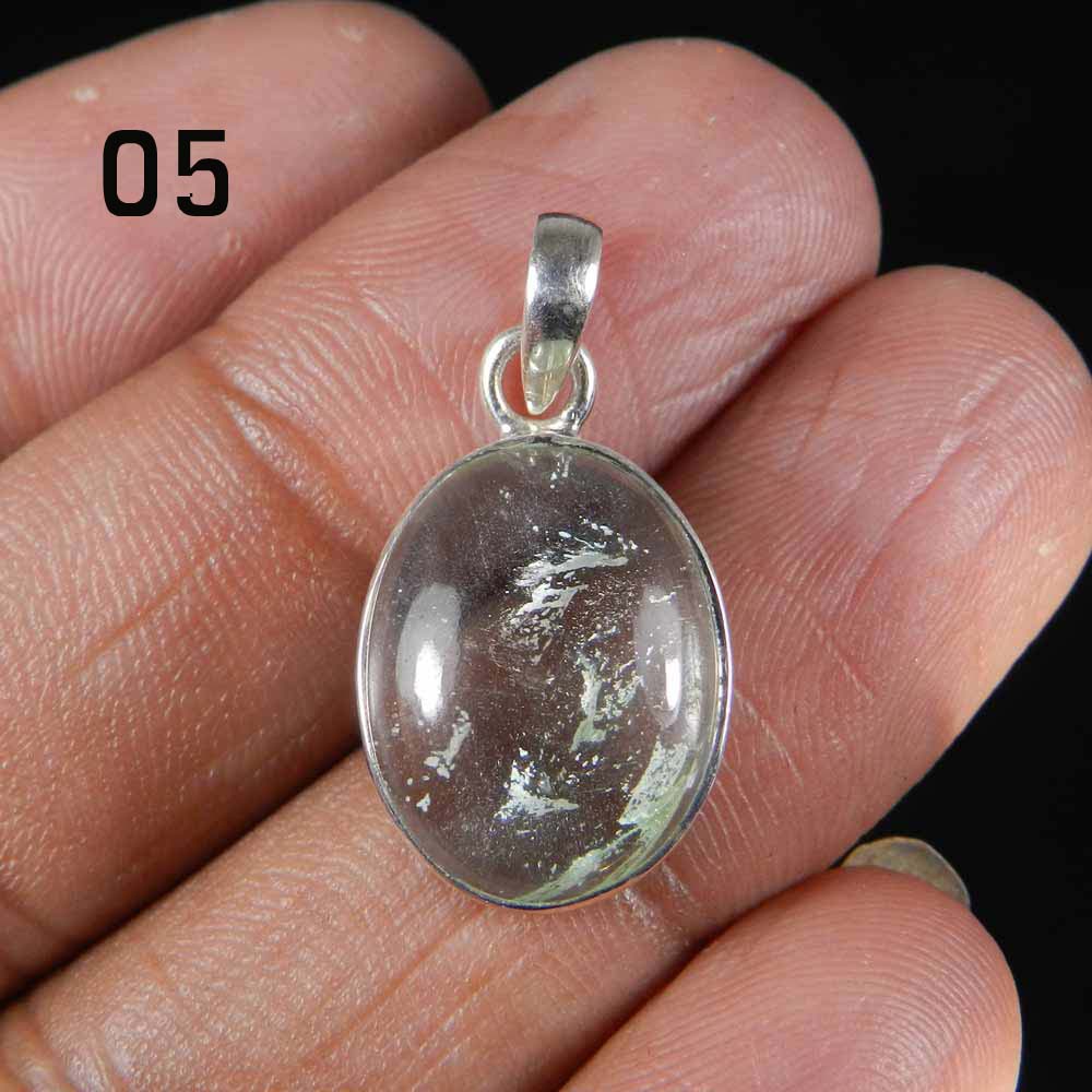 Aqua Crackle Glass 925 Sterling Silver Designer Bezel Set Pendant