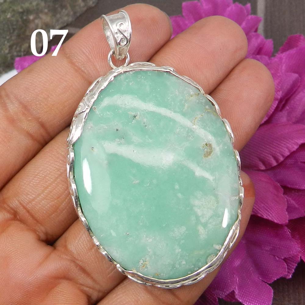 Australian Chrysoprase 925 Sterling Silver Designer Pendant