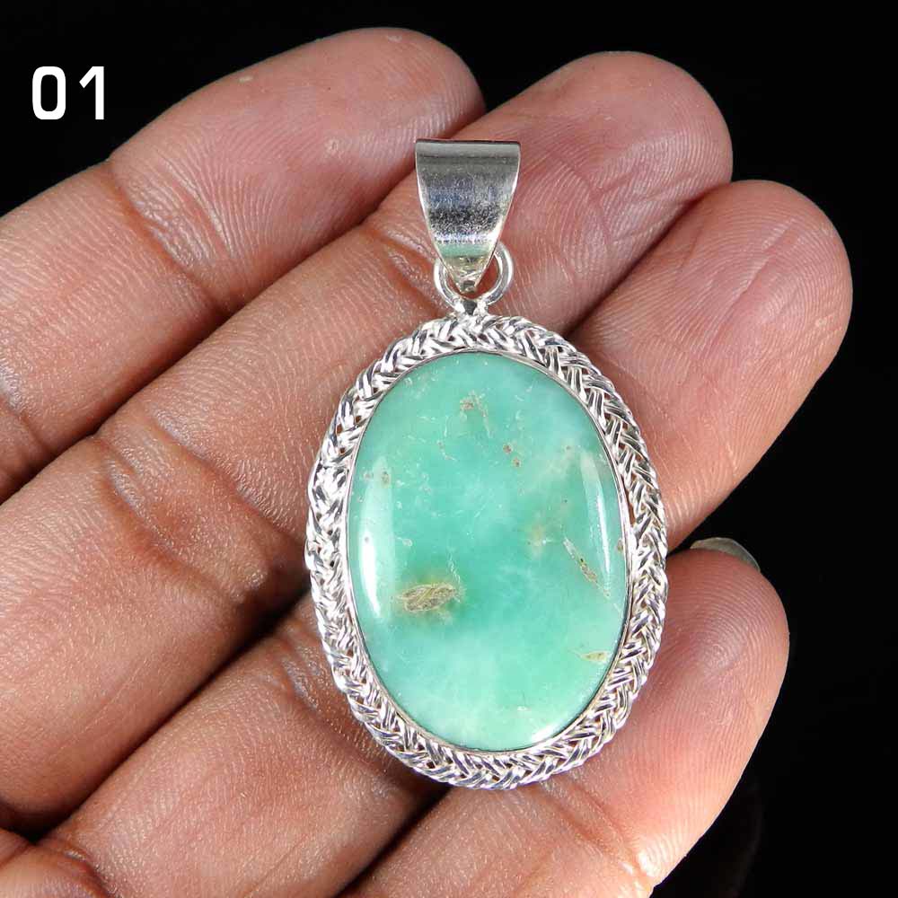 Australian Chrysoprase 925 Sterling Silver Designer Pendant