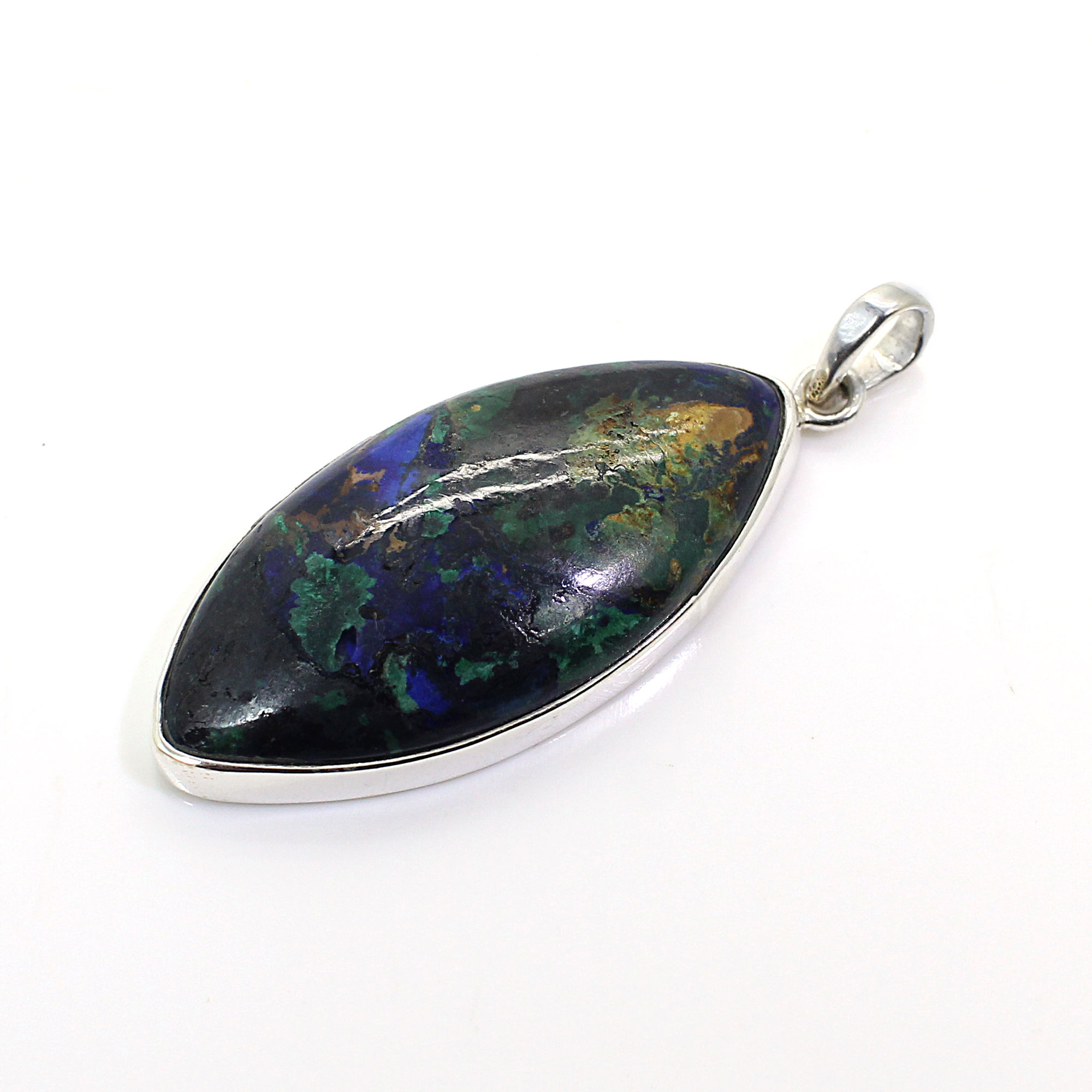 Azurite Malachite Silver Pendant