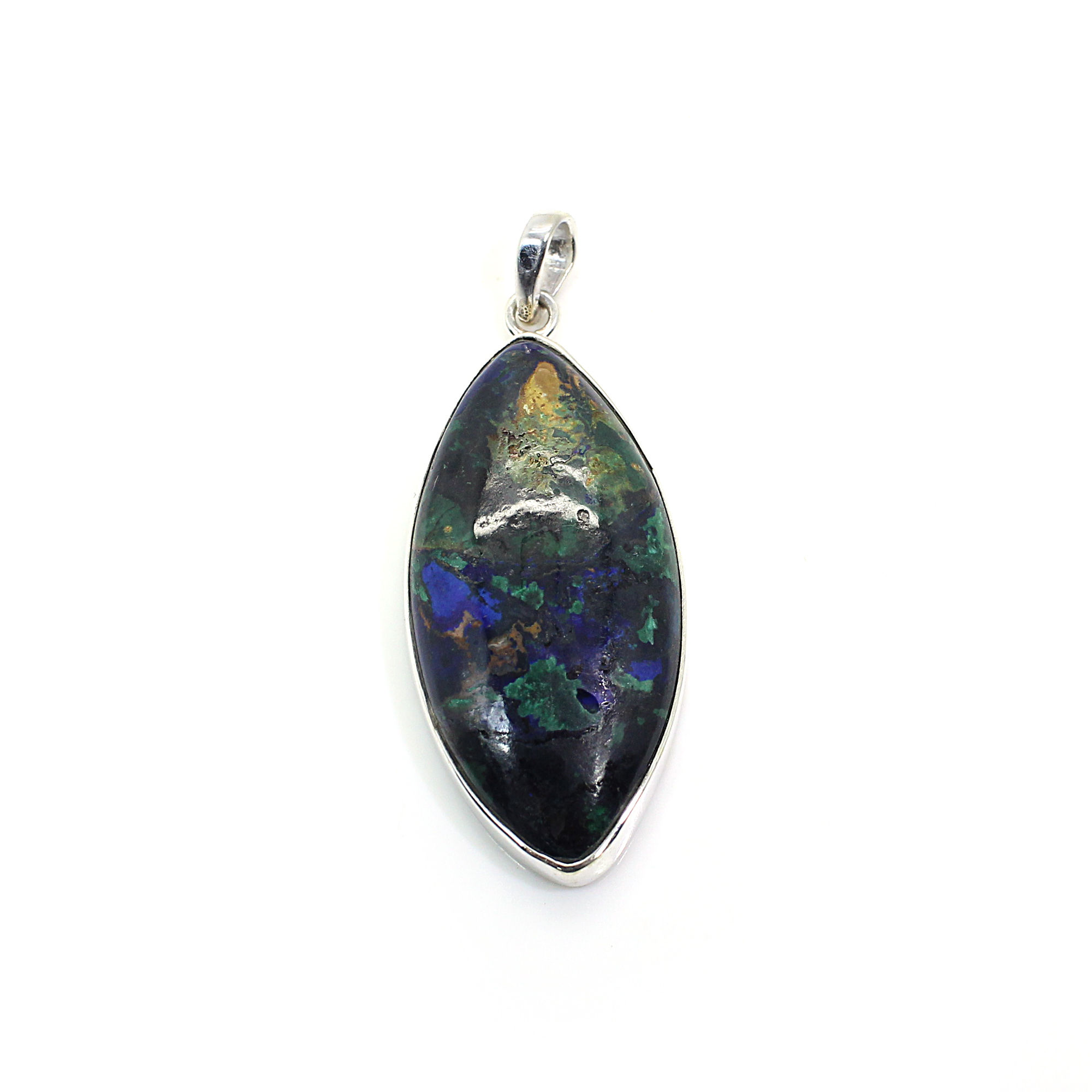 Azurite Malachite Silver Pendant