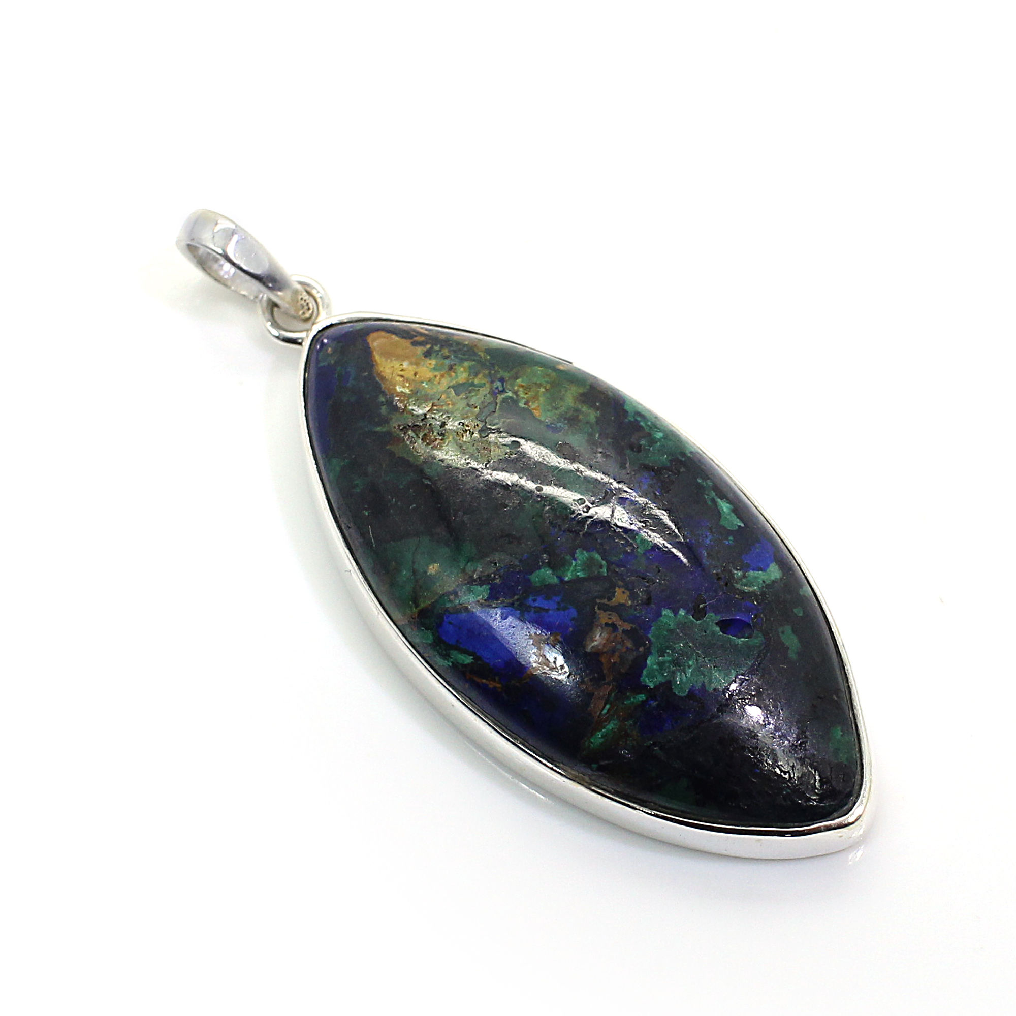 Azurite Malachite Silver Pendant