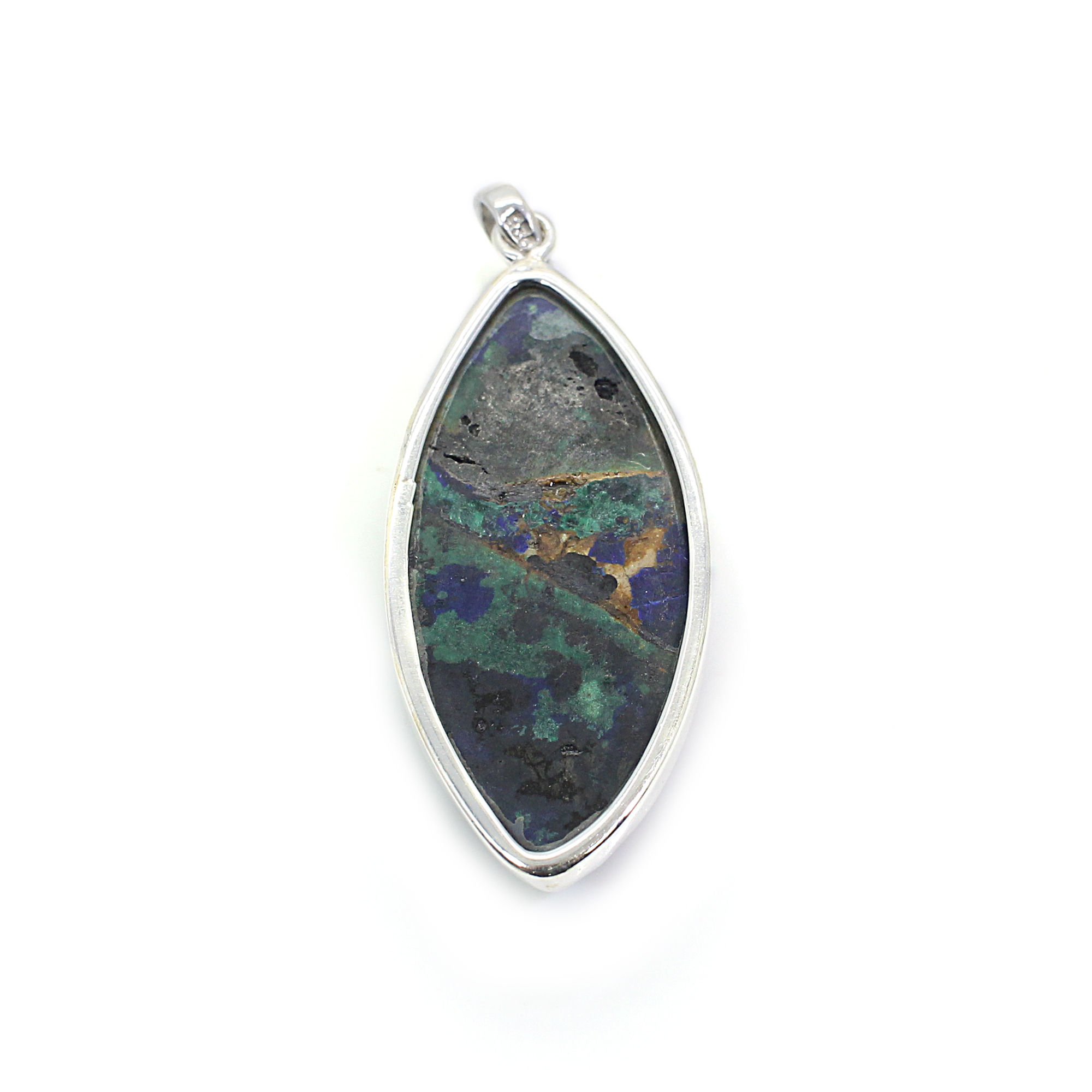 Azurite Malachite Silver Pendant