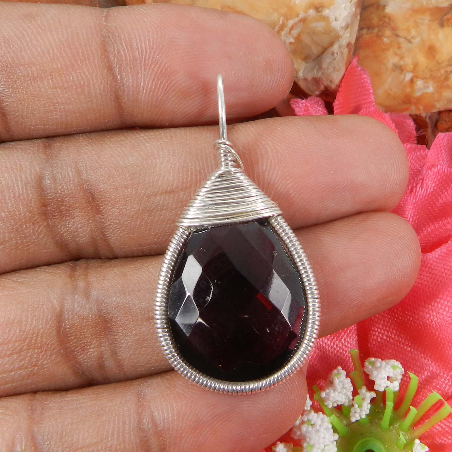 Bailey Amethyst Hydro Silver Wire Wrapped Designer Pendant