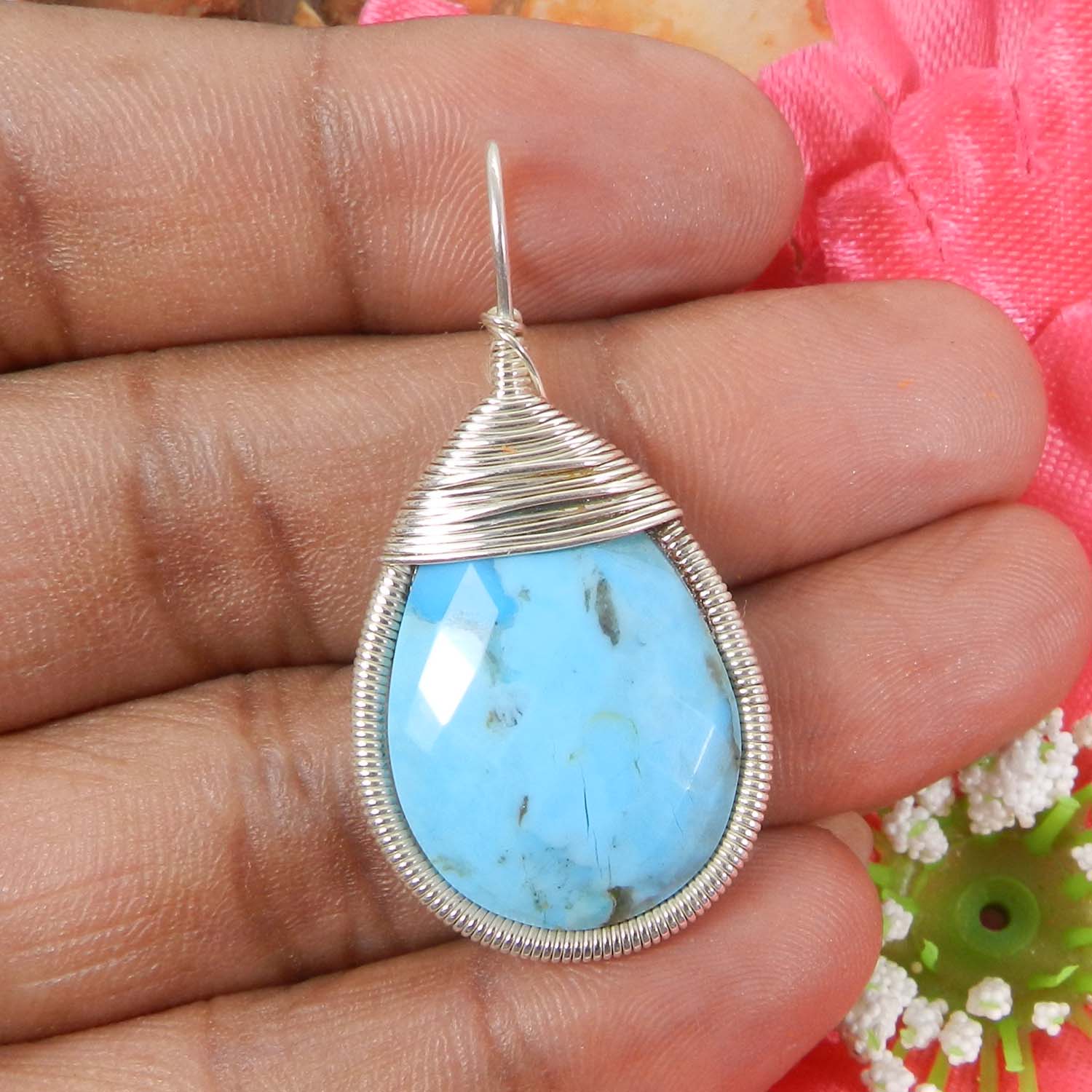 Bailey Golden Rutile Quartz Silver Wire Wrapped Designer Pendant