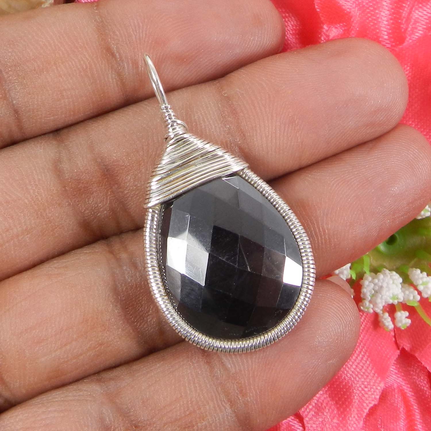 Bailey Green Amethyst Silver Wire Wrapped Designer Pendant