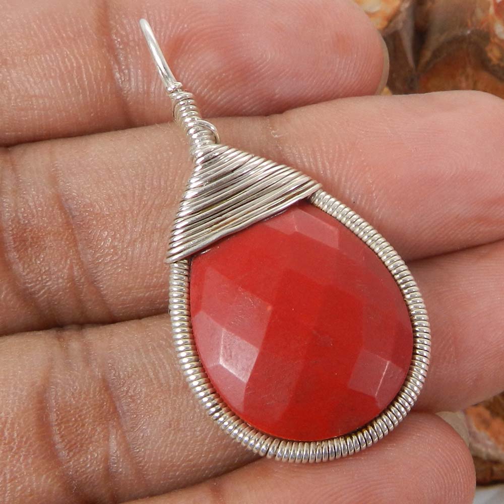 Bailey Rose Chalcedony Silver Wire Wrapped Designer Pendant