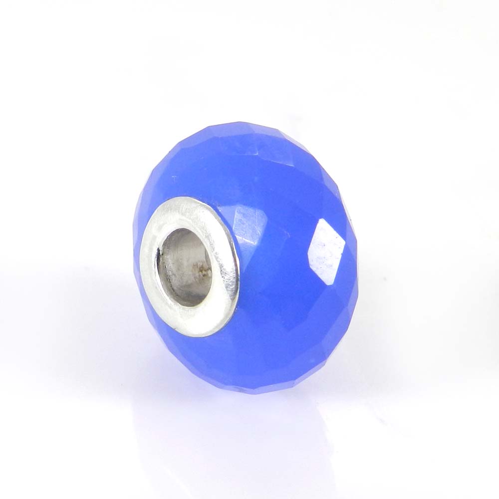 Blue topaz hydro big hole gemstone silver core beads for earring making