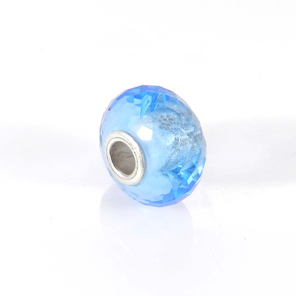 Blue topaz hydro big hole gemstone silver core beads for earring making