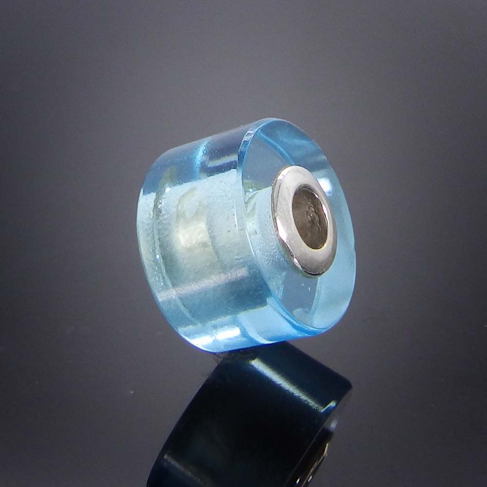 Blue topaz hydro big hole gemstone silver core beads for earring making