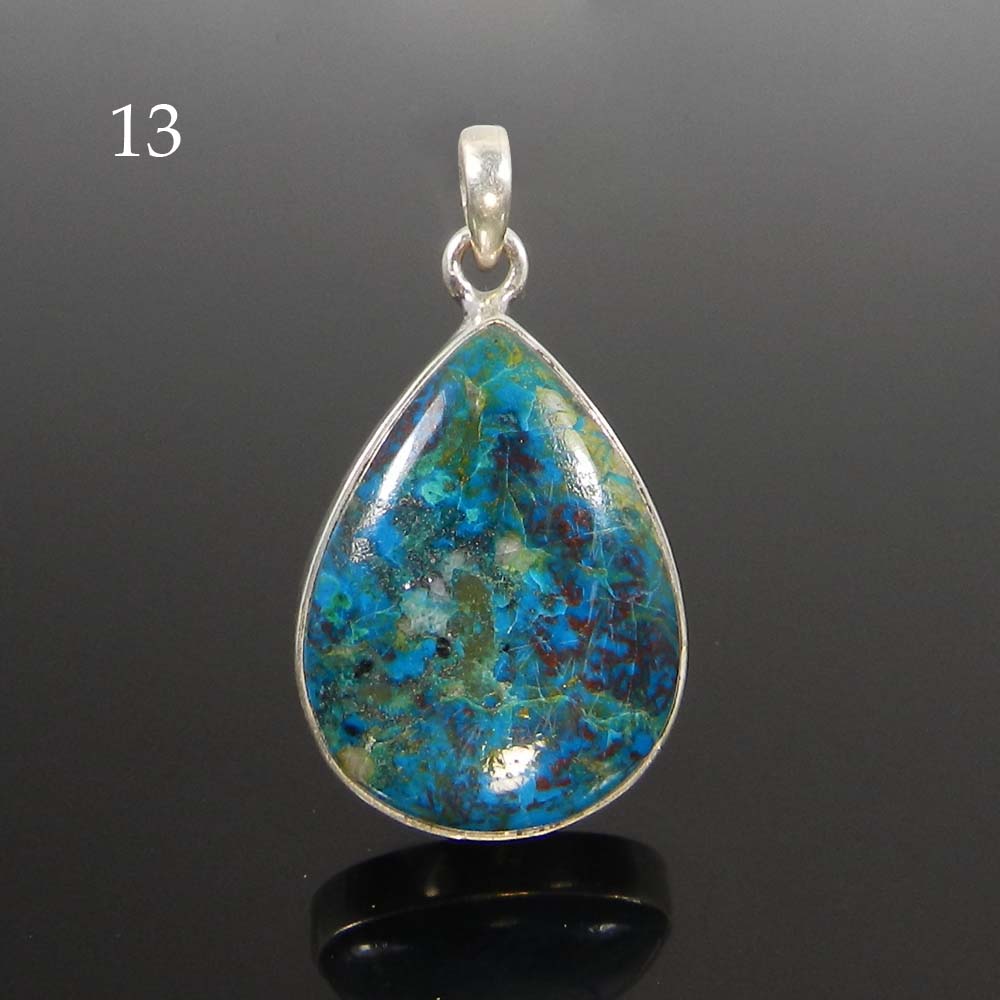 Chrysocolla 925 Sterling Silver Designer Bezel Set Pendant