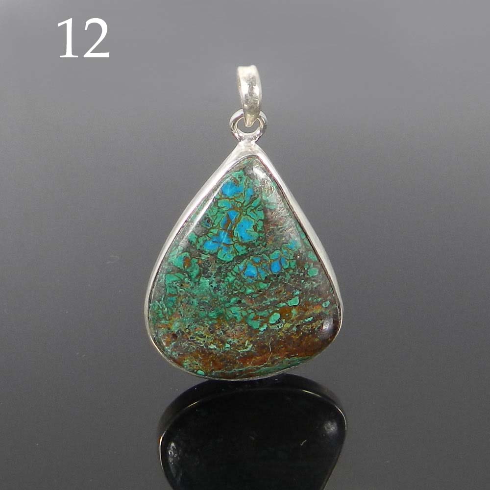 Chrysocolla 925 Sterling Silver Designer Bezel Set Pendant