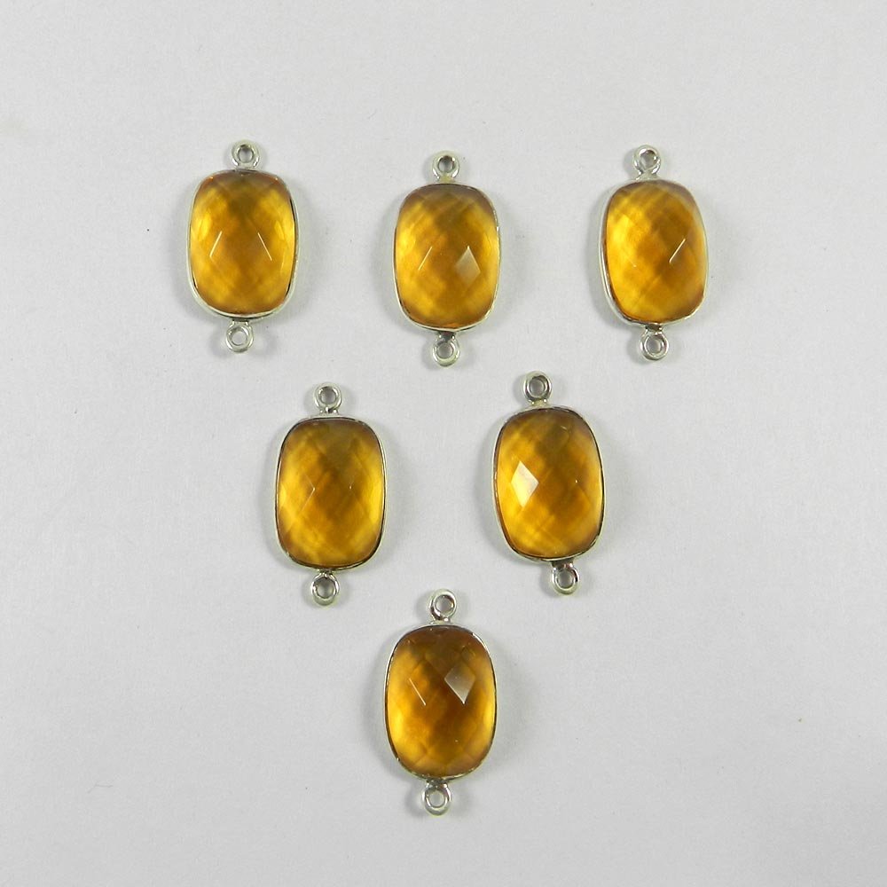 Image of Citrine Hydro Octagon 21x11mm 925 Sterling Silver Double Loop Connector