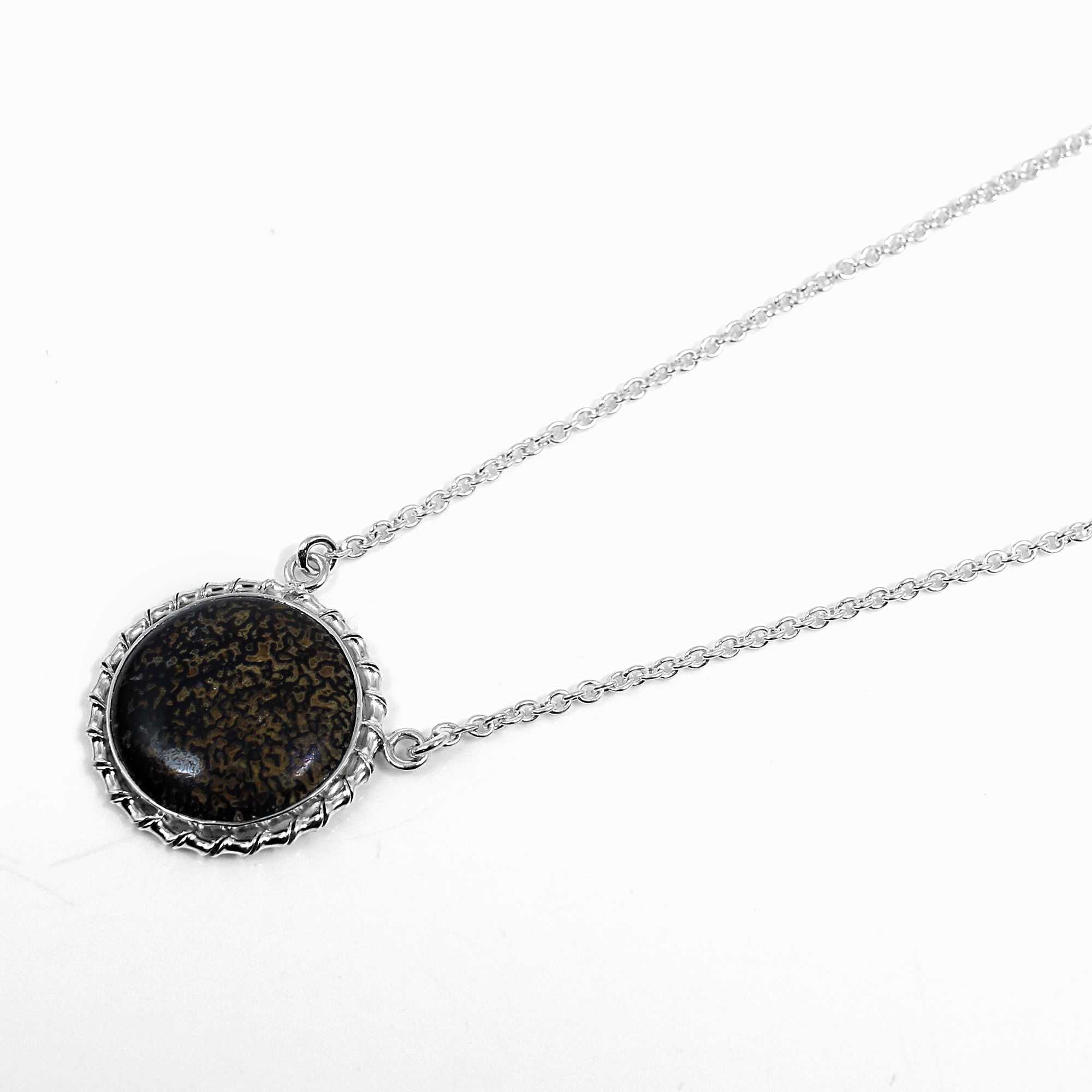 Dinosaur Bone Silver Chain Necklace