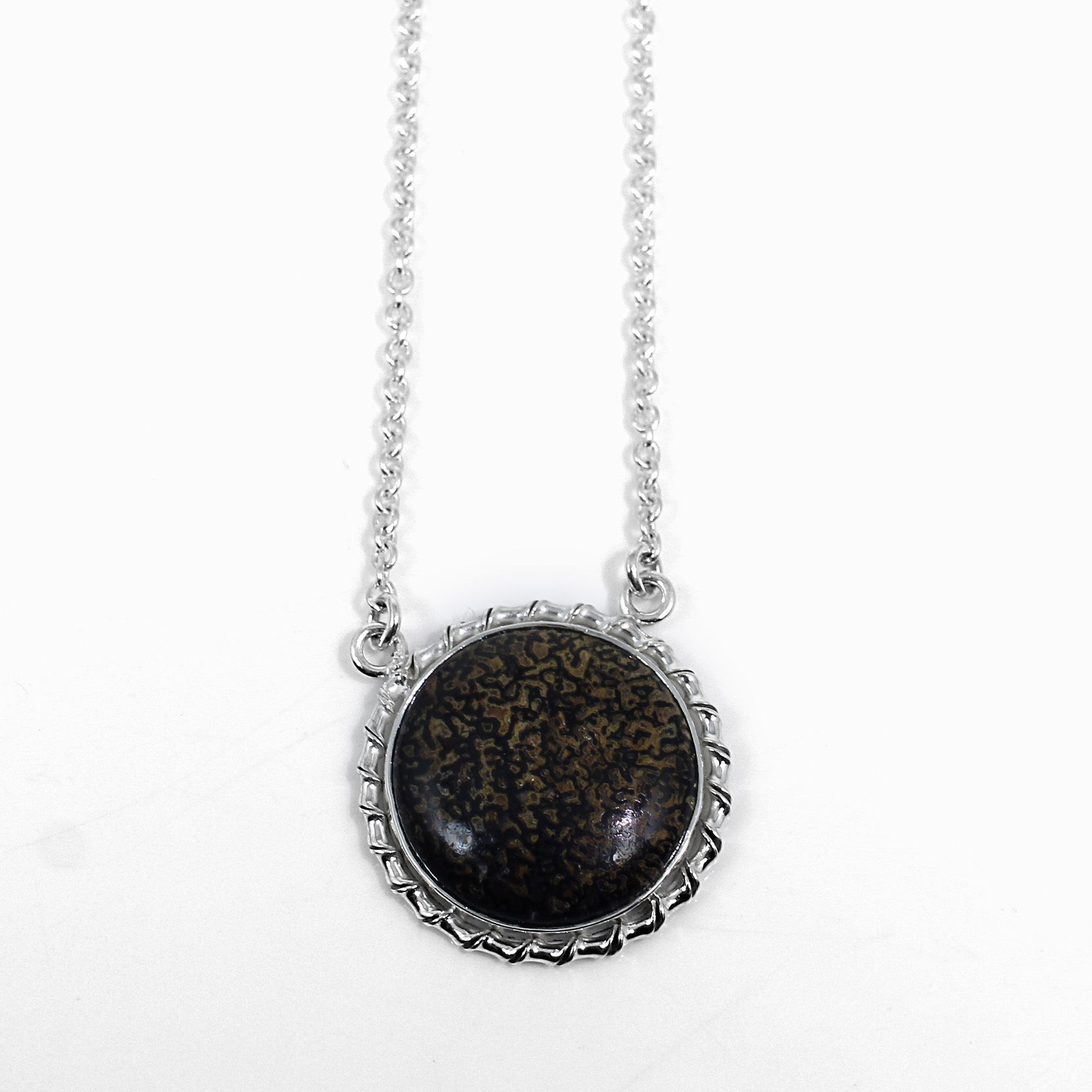 Dinosaur Bone Silver Chain Necklace