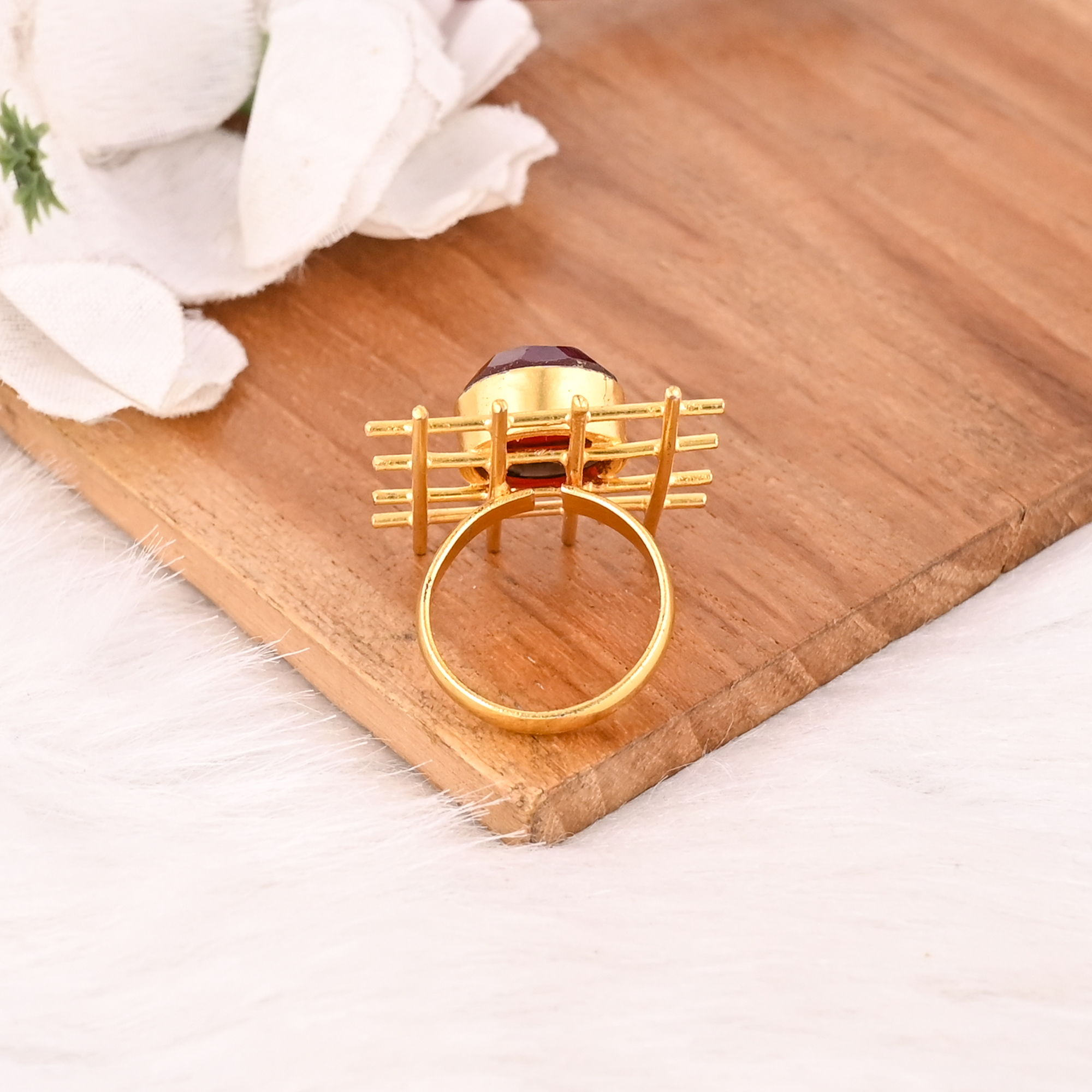 Designer Hydro Garnet Adjustable Ring Stylish Gemstone Jewelry for Women