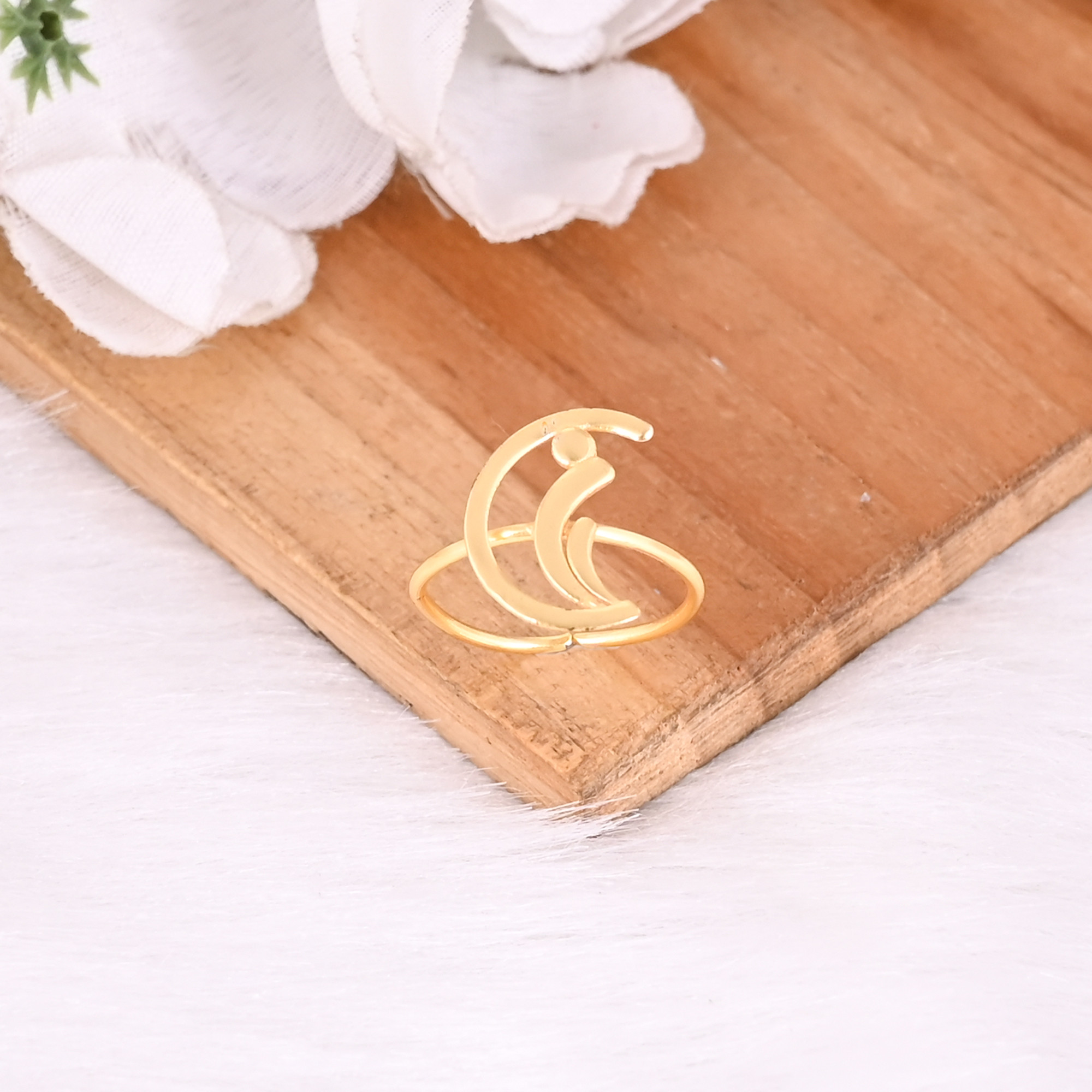 925 Sterling Silver Yellow Gold Plated Plain Designer Ring Unique Gift Adjustable Ring Handmade Jewelry