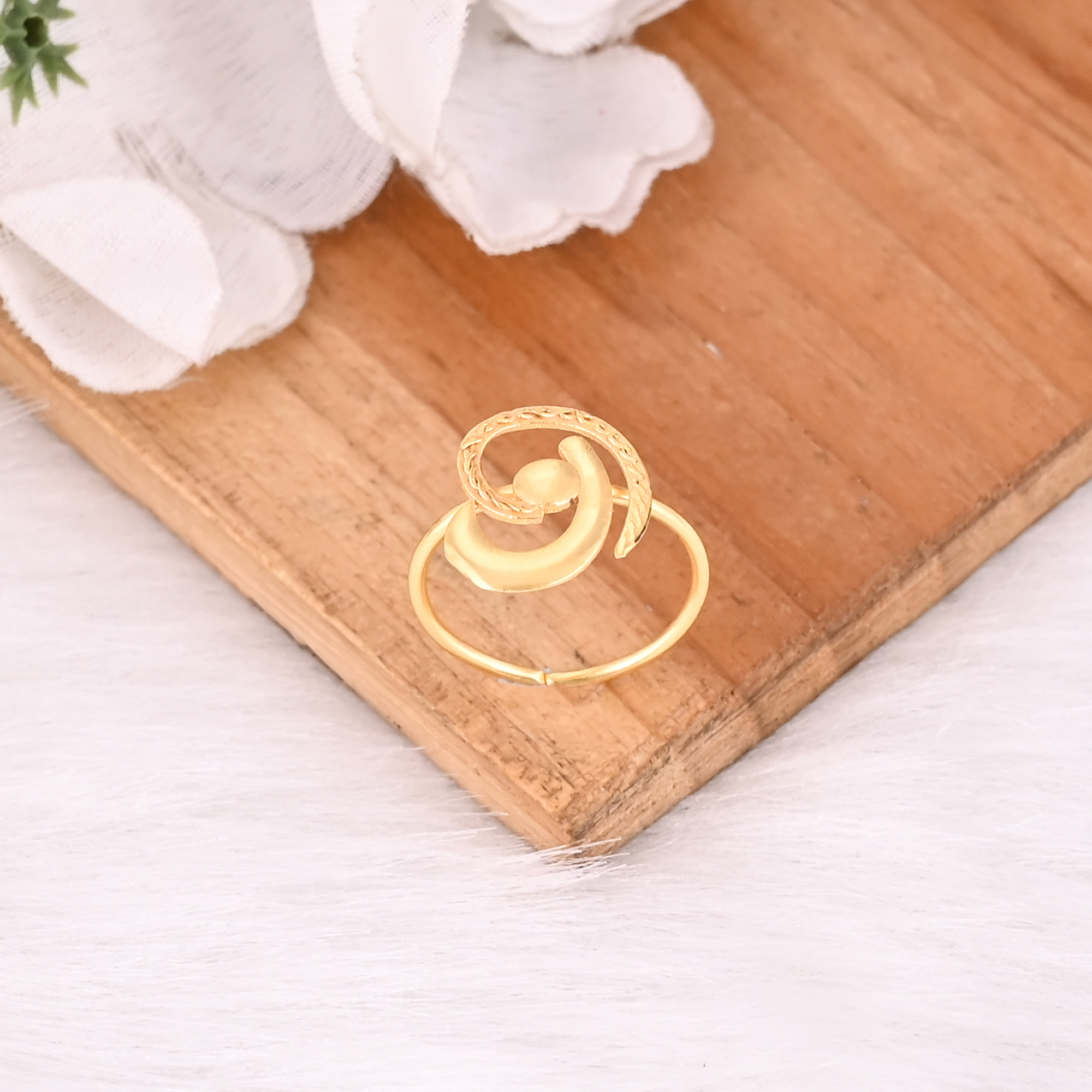 925 Sterling Silver Yellow Gold Plated Handmade Plain Designer Ring Adjustable Jewelry Stackable Ring