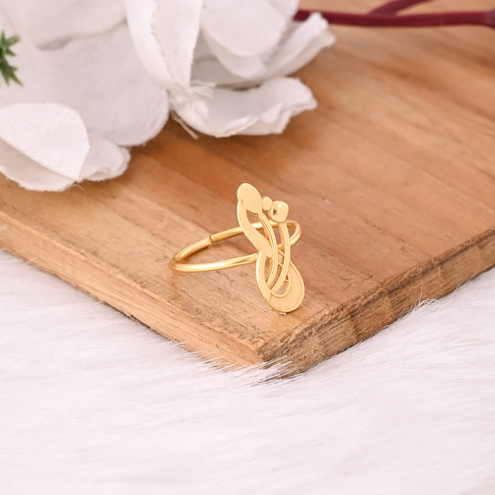 925 Sterling Silver Yellow Gold Plated Handmade Plain Designer Ring Unique Gift For Her Adjustable Jewelry Fine Rings