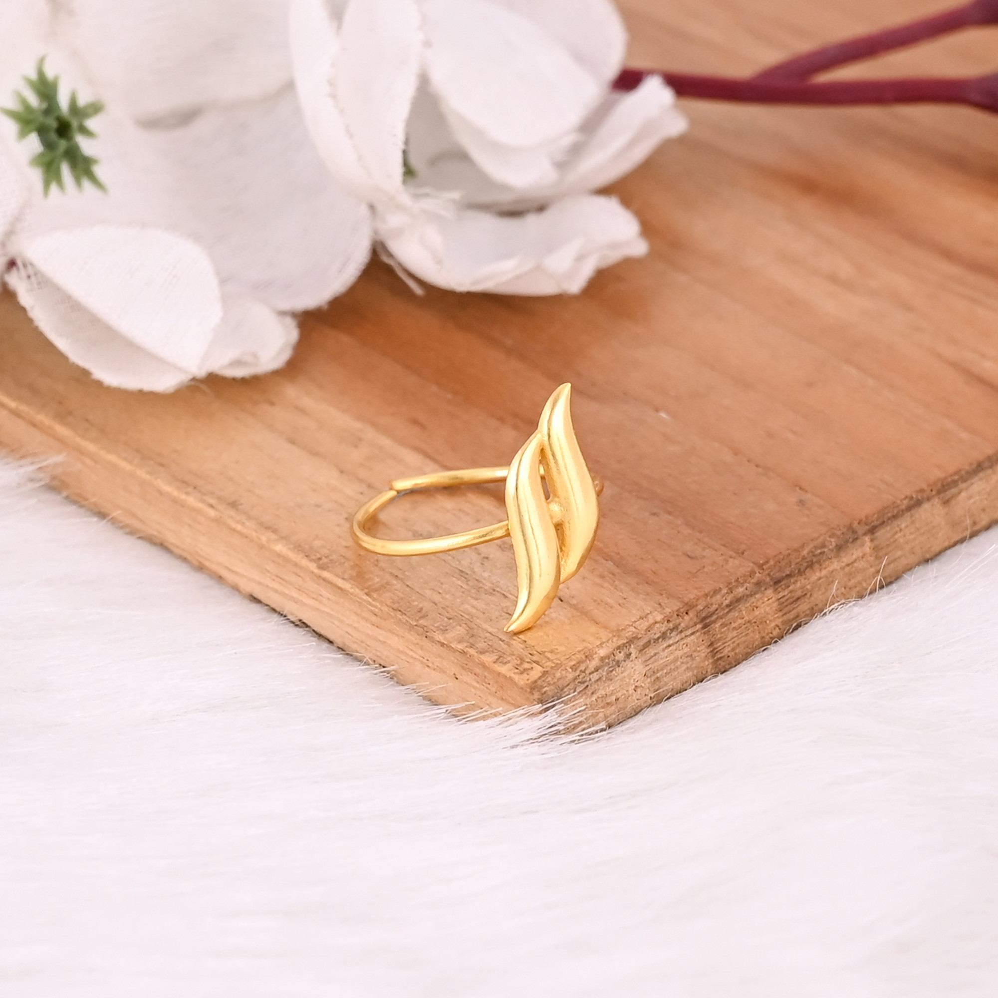 925 Sterling Silver Yellow Gold Plated Handmade Plain Designer Adjustable Ring Women Trendy Jewelry