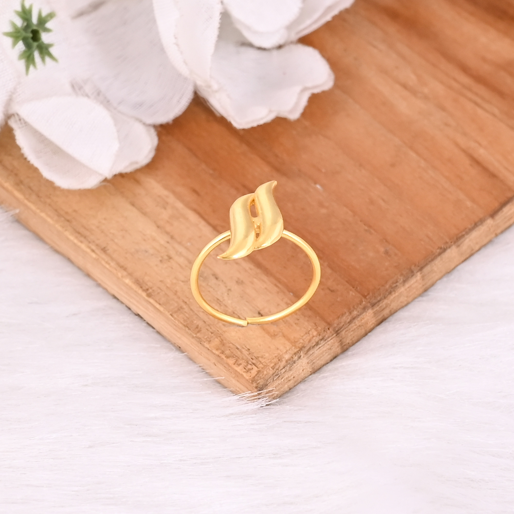925 Sterling Silver Yellow Gold Plated Handmade Plain Designer Adjustable Ring Women Trendy Jewelry