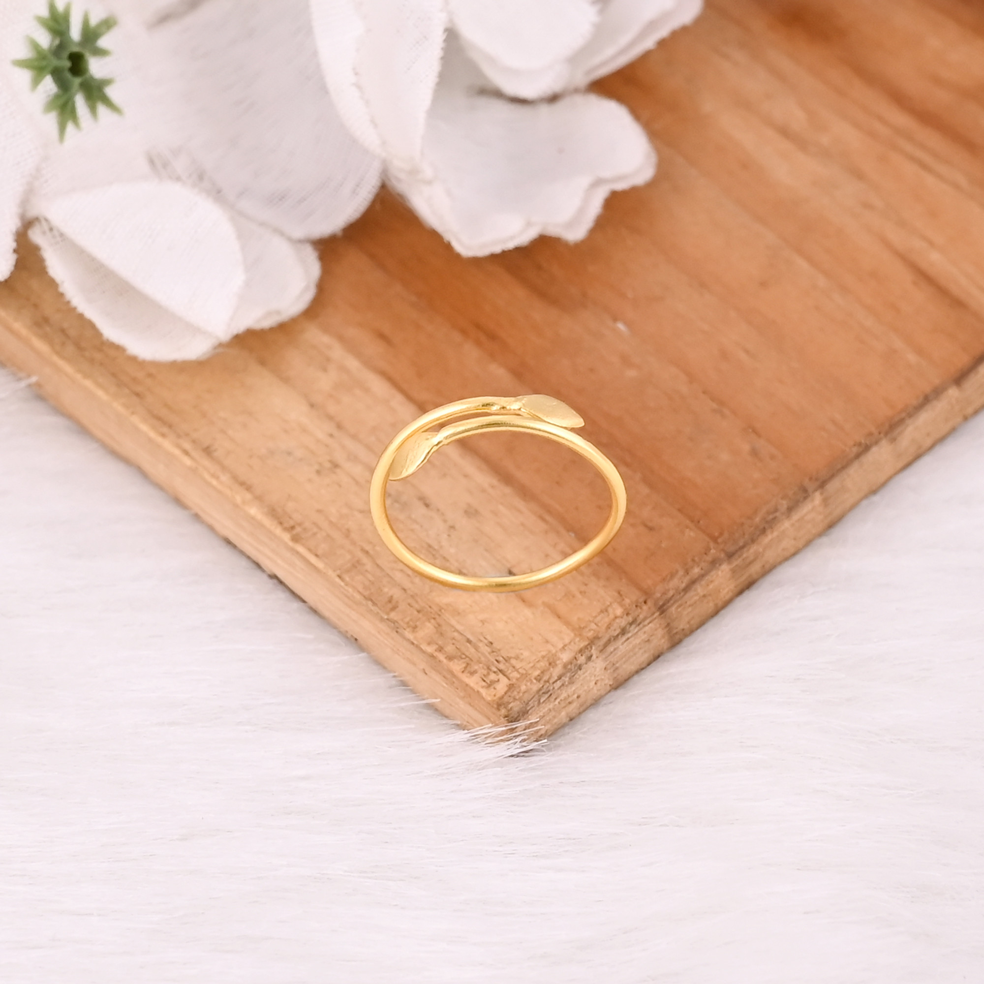925 Sterling Silver Yellow Gold Plated Handmade Plain Adjustable Ring Lightweight Jewelry Dailywear Ring