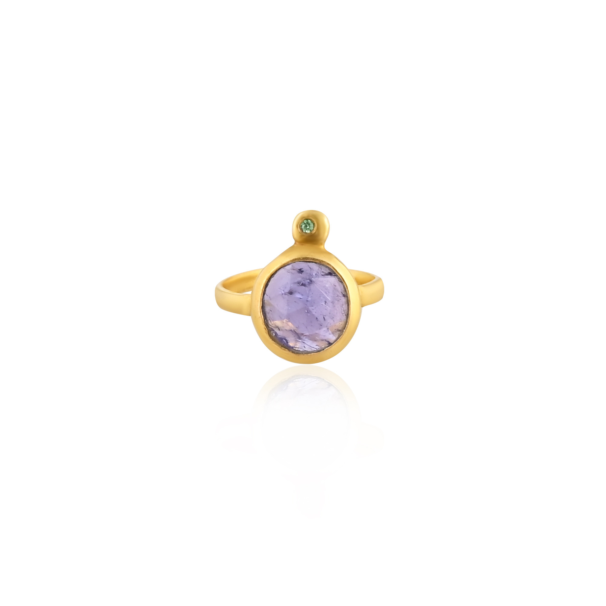 Natural Tanzanite Gemstone Solid 925 Sterling Silver Yellow Gold Plated Handmade Adjustable Ring