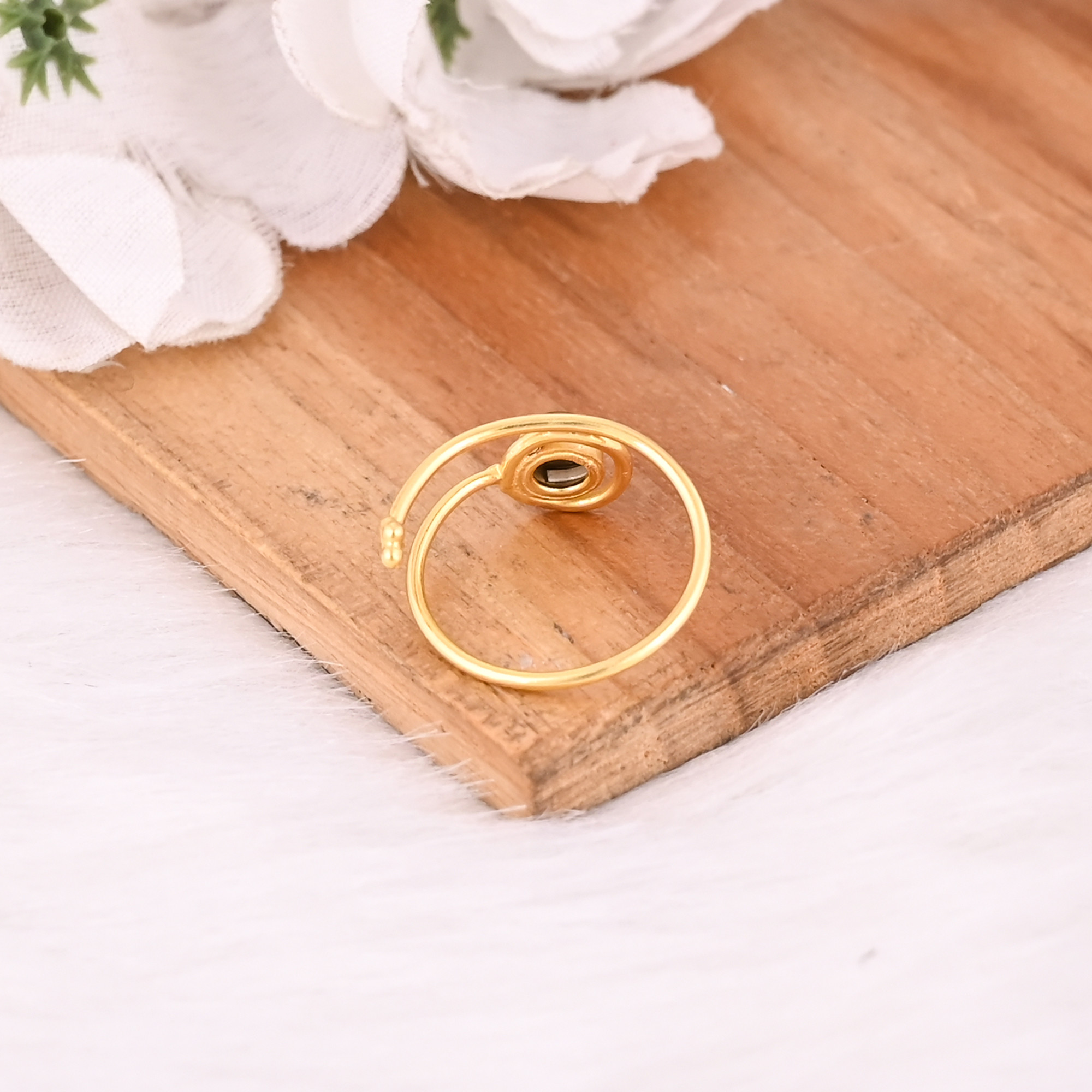 Tiger Eye Round Gemstone Solid 925 Sterling Silver Yellow Gold Plated Handmade Stackable Ring Bohemian Jewelry
