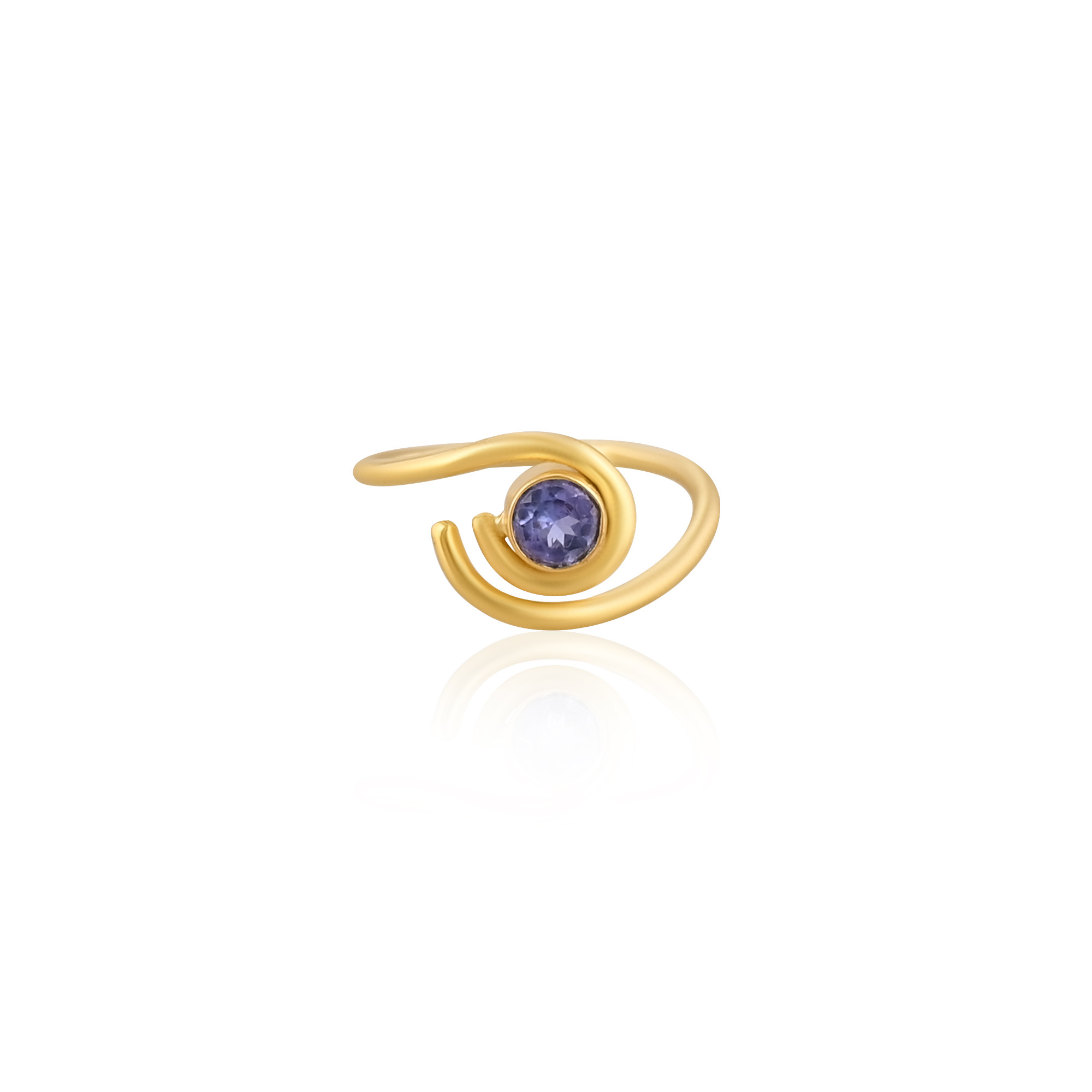 Tanzanite Hydro Gemstone Solid 925 Sterling Silver Yellow Gold Plated Adjustable Women Ring Minimalist Jewelry