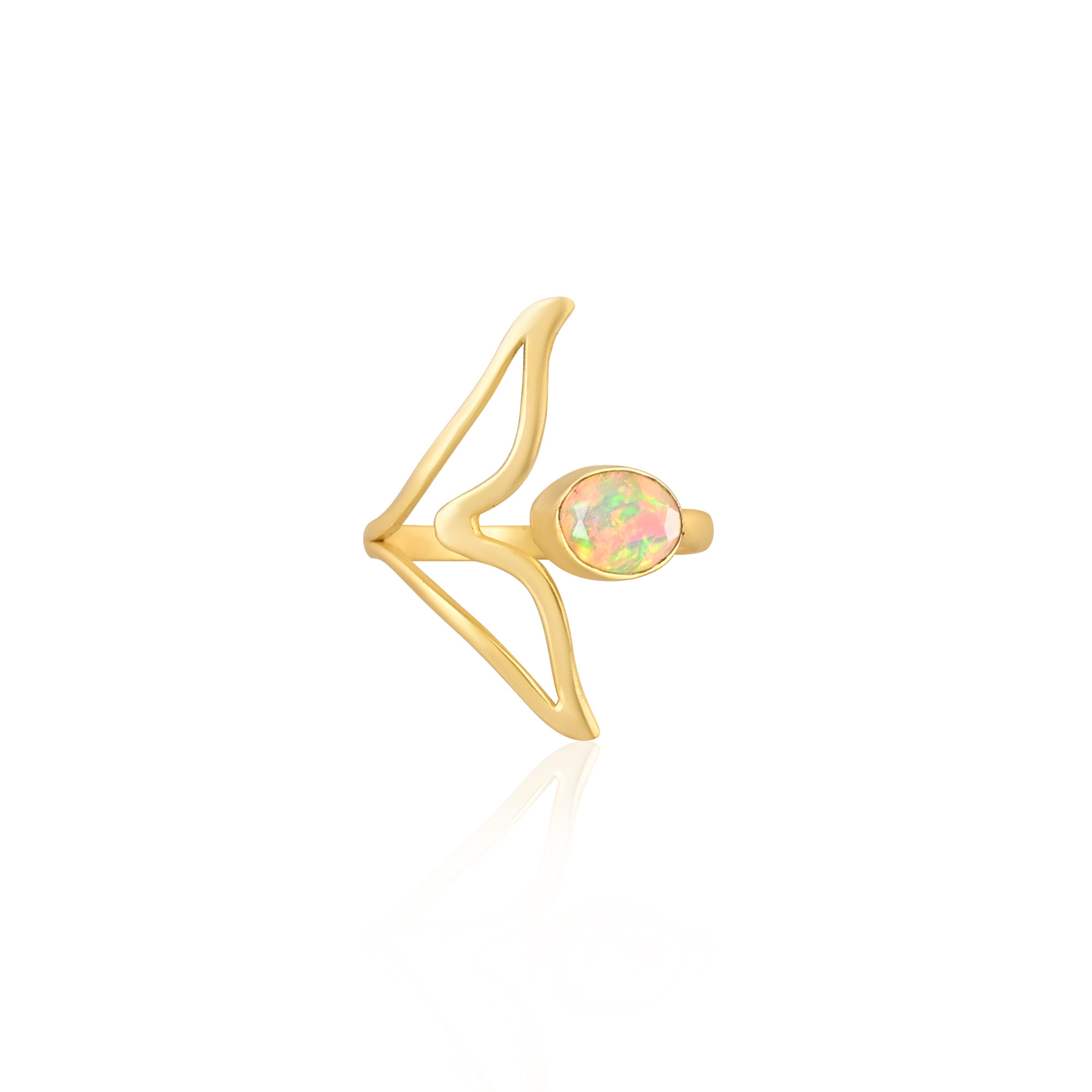 Ethiopian Opal Gemstone Solid 925 Sterling Silver Yellow Gold Plated Stackable Adjustable Ring Handmade Designer Jewelry