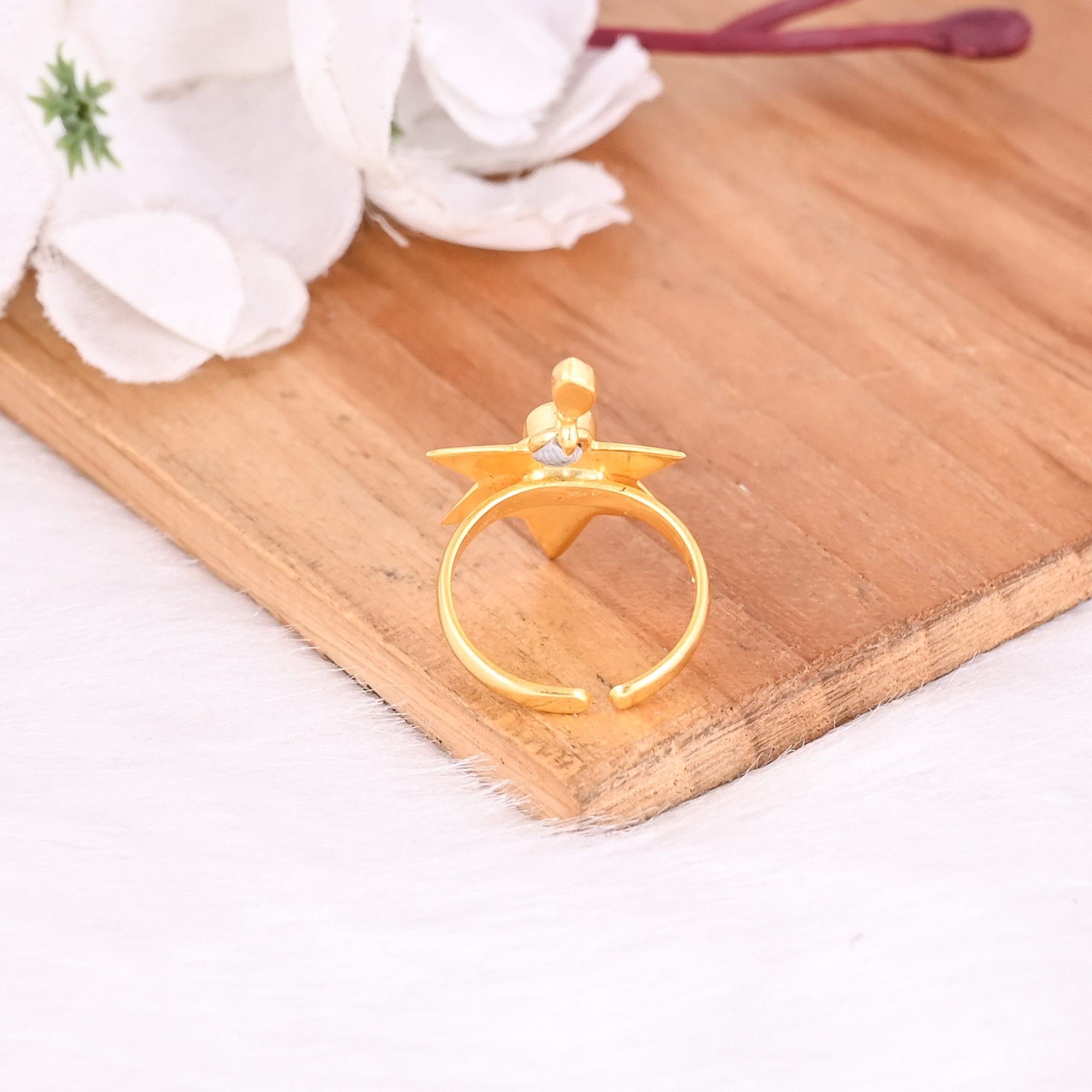 Solid 925 Sterling Silver Blue Kyanite Gemstone Yellow Gold Plated Star Designer Womens Ring Jewelry Bridesmaid Gifts