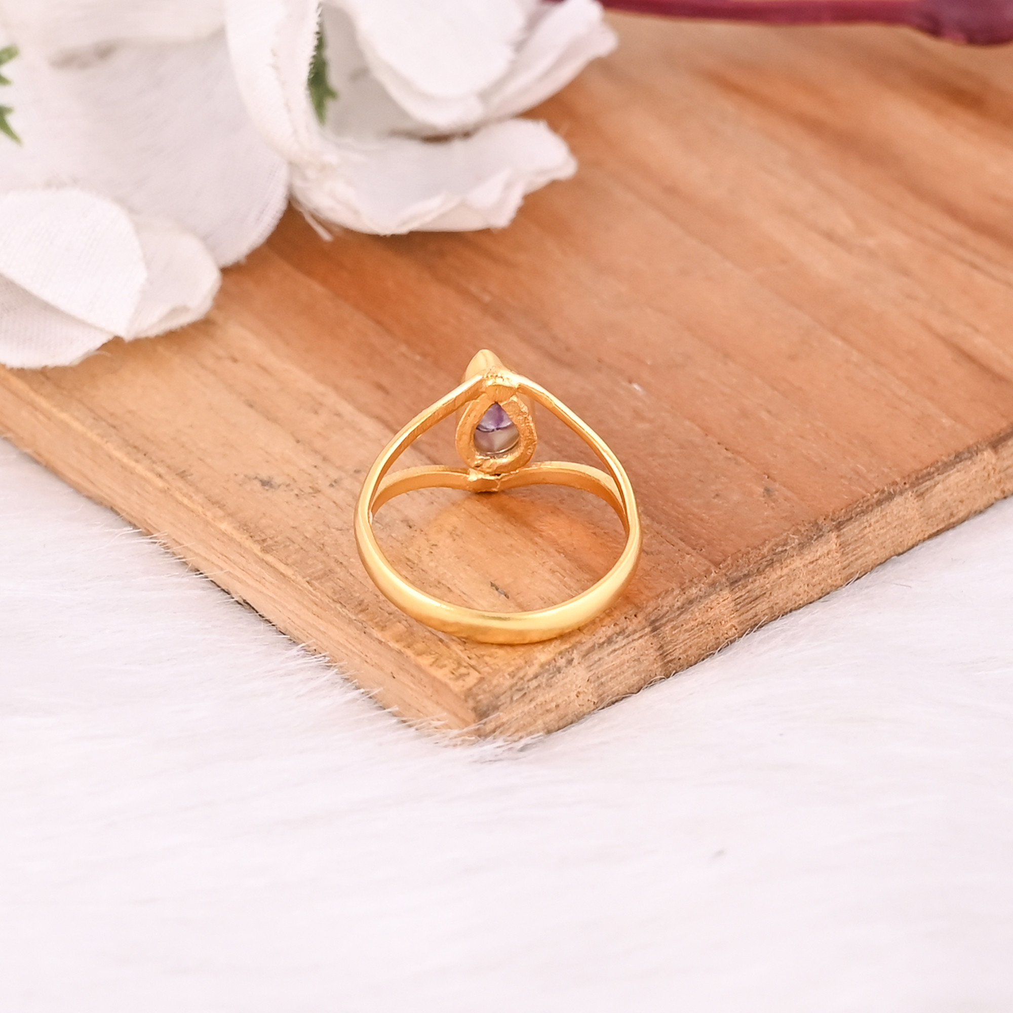 Fluorite Gemstone Solid 925 Sterling Silver Yellow Gold Plated Women Designer Ring Unique Gift For Her