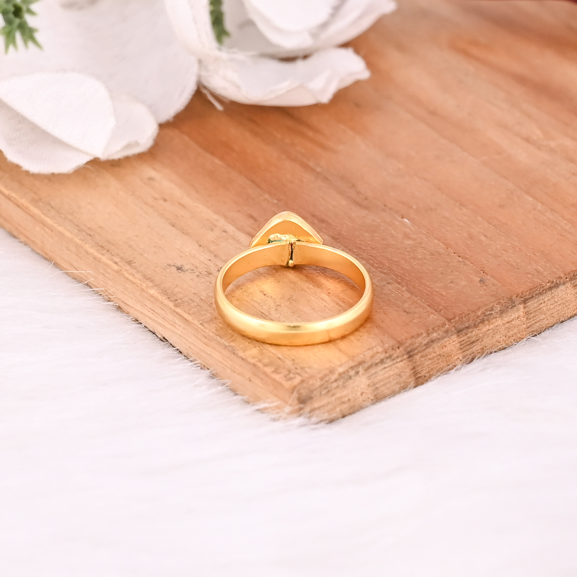 Solid 925 Sterling Silver Yellow Gold Plated Natural Emerald Gemstone Handmade Wedding Engagement Gift