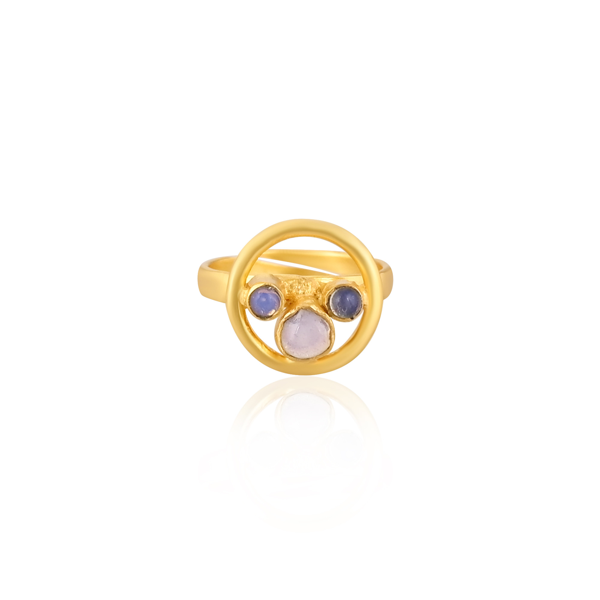 Solid 925 Sterling Silver Opalite Hydro Gemstone Yellow Gold Plated Handmade Adjustable Ring Designer Jewelry