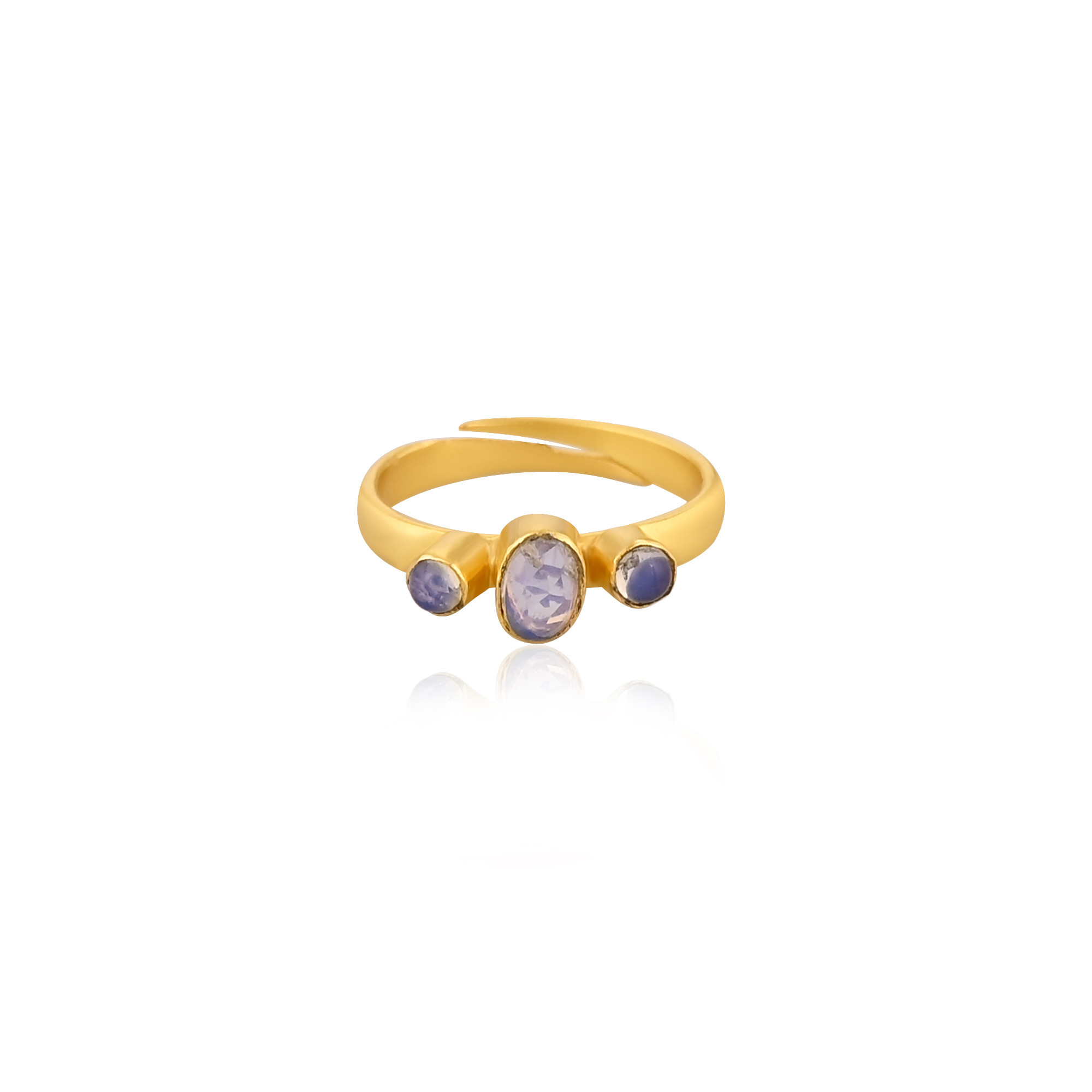 Opalite Hydro Gemstone Solid 925 Sterling Silver Yellow Gold Plated Women Adjustable Ring Unique Gift For Her