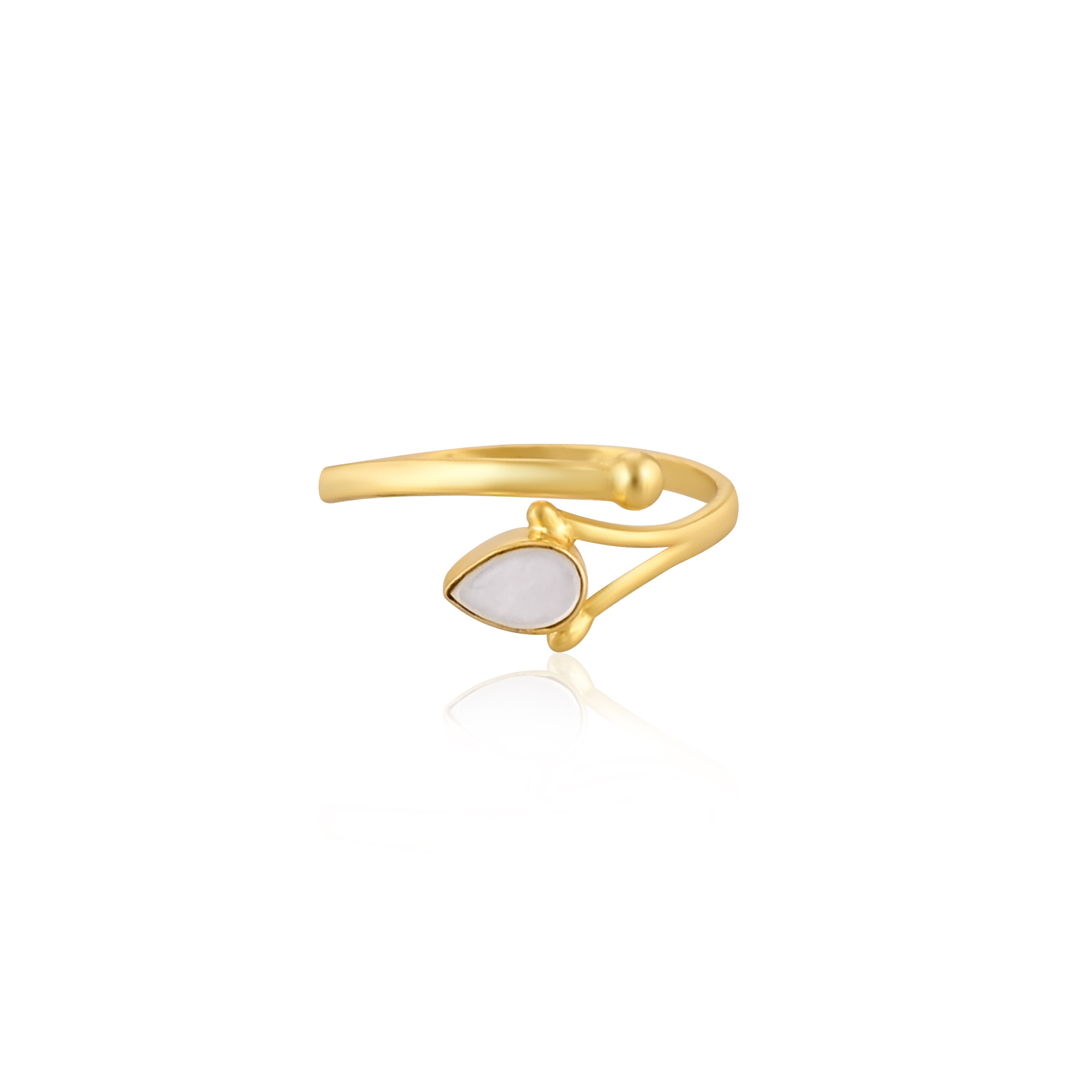 925 Sterling Silver Mother Of Pearl Gemstone Yellow Gold Plated Designer Ring Statement Adjustable Handmade Jewelry
