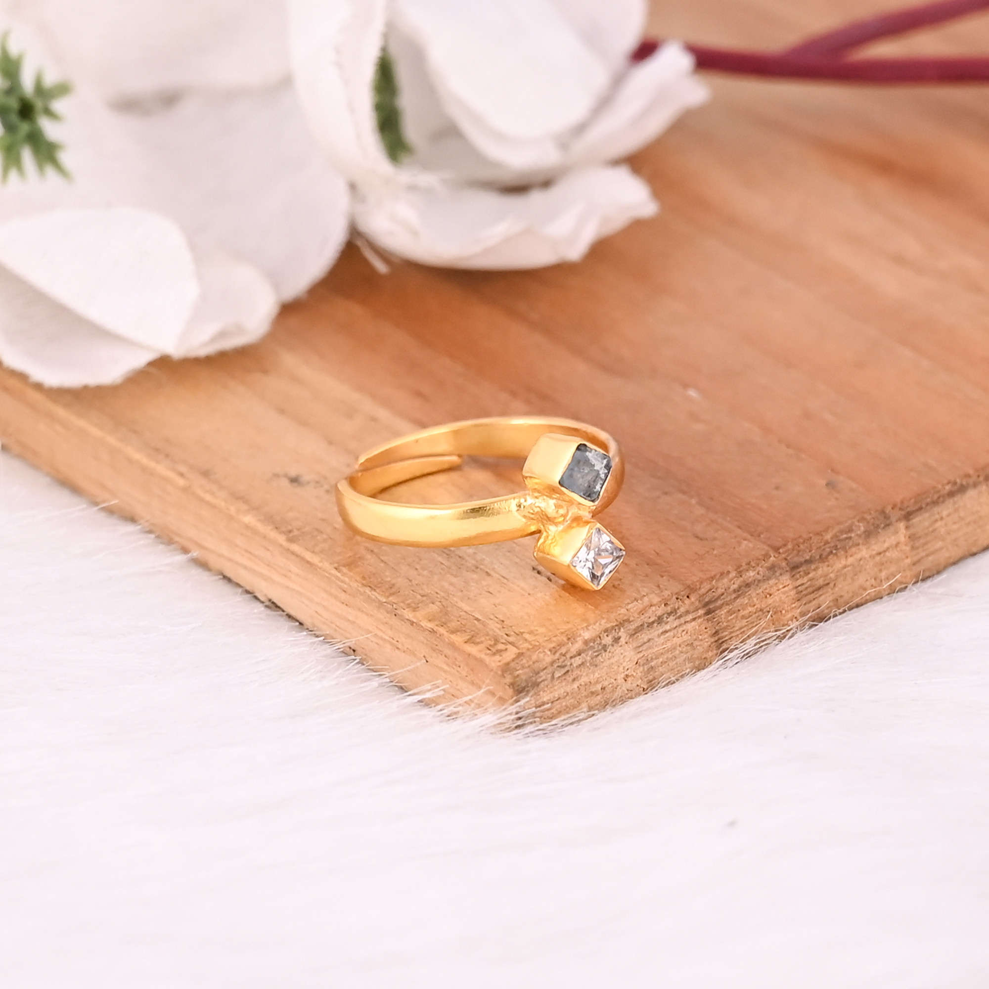 Apatite CZ Gemstone Solid 925 Sterling Silver Yellow Gold Plated Designer Ring Gift For Her Handmade Jewelry Adjustable Rings